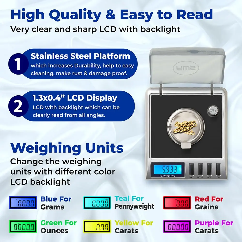 AMERICAN WEIGH SCALES Gemini-50 Milligram Scale 50g | 0.001g Precision for Jewelry & Lab Use - view 6