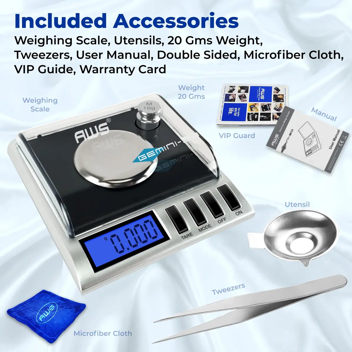 AMERICAN WEIGH SCALES Gemini-50 Milligram Scale 50g | 0.001g Precision for Jewelry & Lab Use - view 4