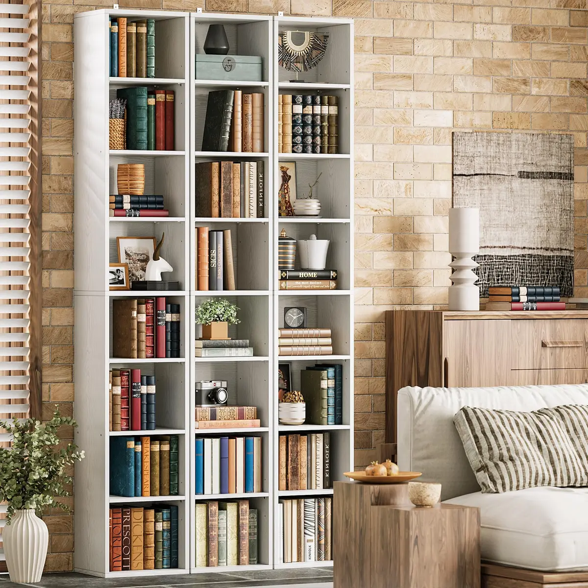 IRONCK Bookshelves and Bookcases Floor Standing 8 Tiers Display Storage Shelves 71 in Tall Bookcase Easy to Match for Living Room, Office, Study, Bedroom | 8 Open Shelves, MDF, White - view 6