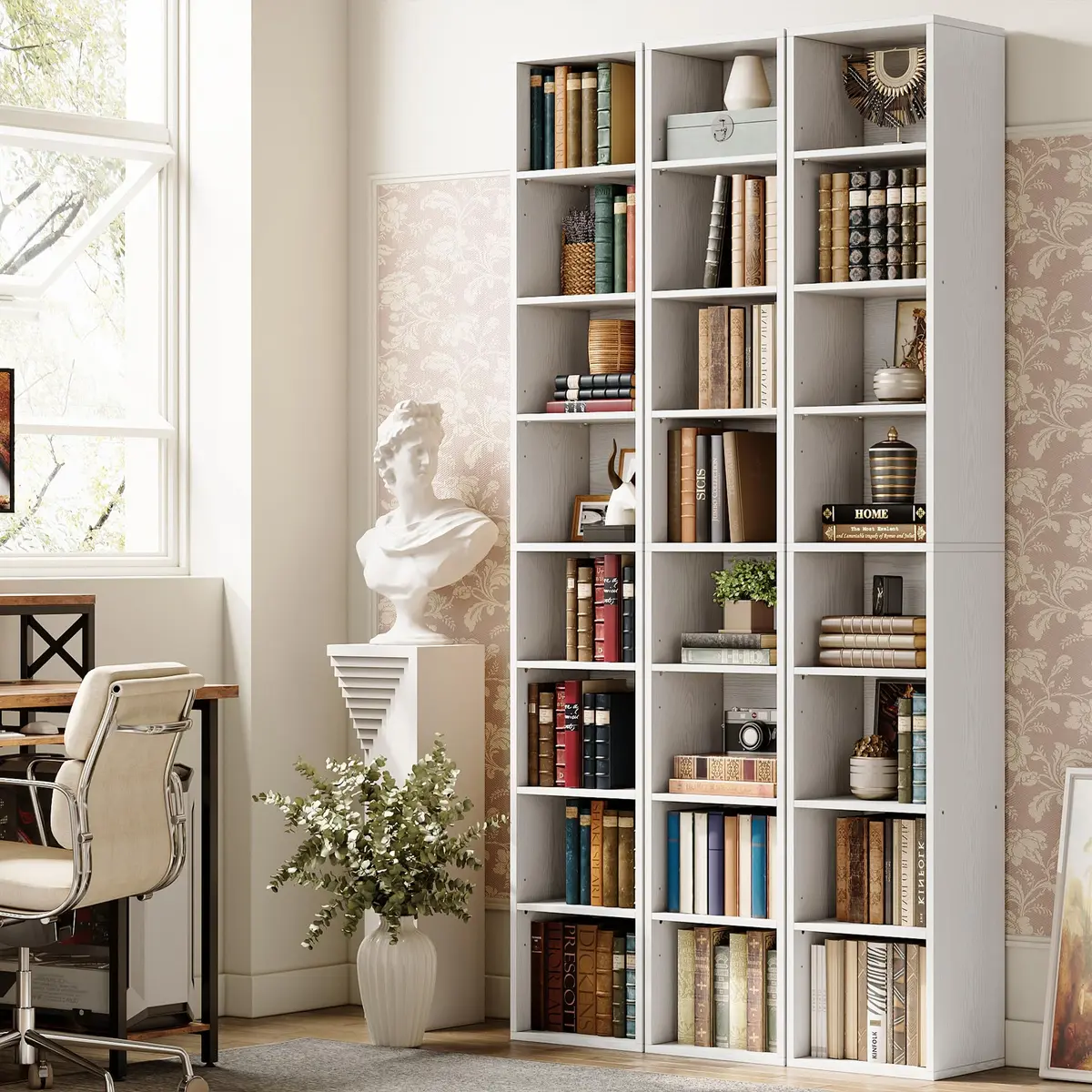 IRONCK Bookshelves and Bookcases Floor Standing 8 Tiers Display Storage Shelves 71 in Tall Bookcase Easy to Match for Living Room, Office, Study, Bedroom | 8 Open Shelves, MDF, White - view 7