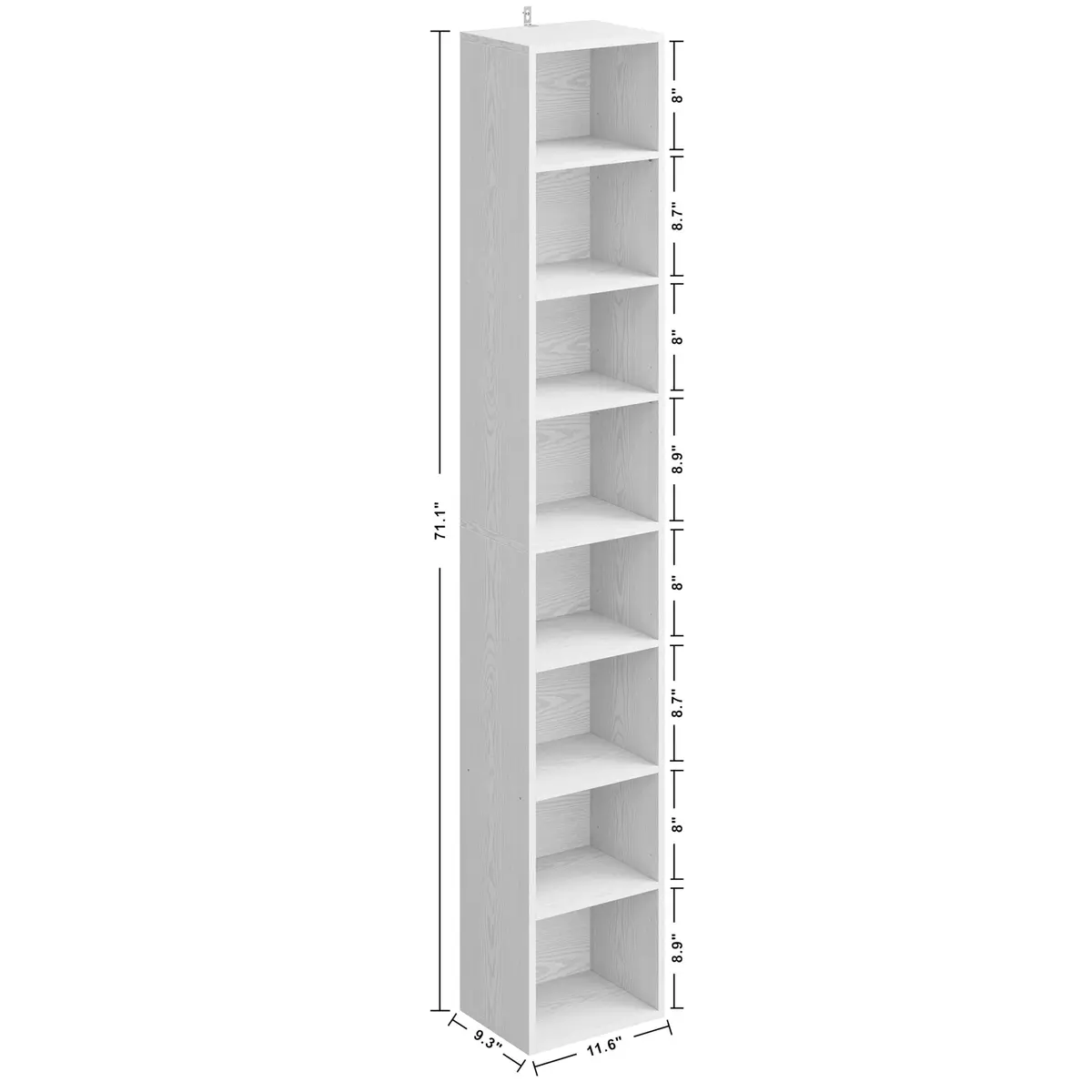 IRONCK Bookshelves and Bookcases Floor Standing 8 Tiers Display Storage Shelves 71 in Tall Bookcase Easy to Match for Living Room, Office, Study, Bedroom | 8 Open Shelves, MDF, White - view 3
