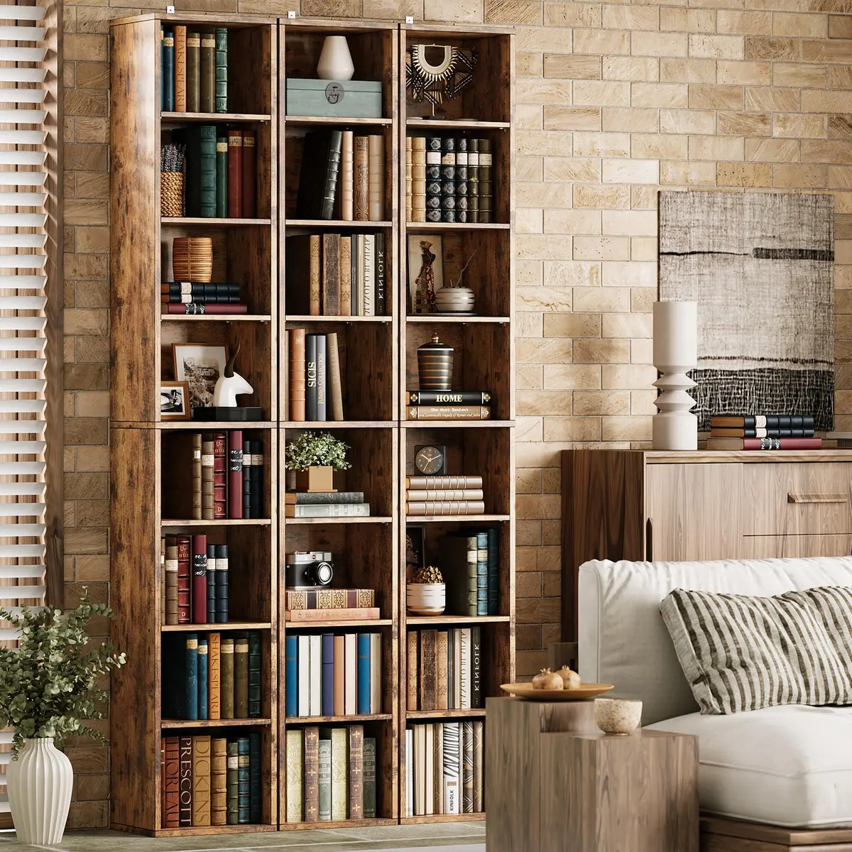IRONCK Bookshelves and Bookcases Floor Standing 8 Tiers Tall Narrow Bookshelf 71 in Tall | Stylish & Durable MDF Storage - view 6