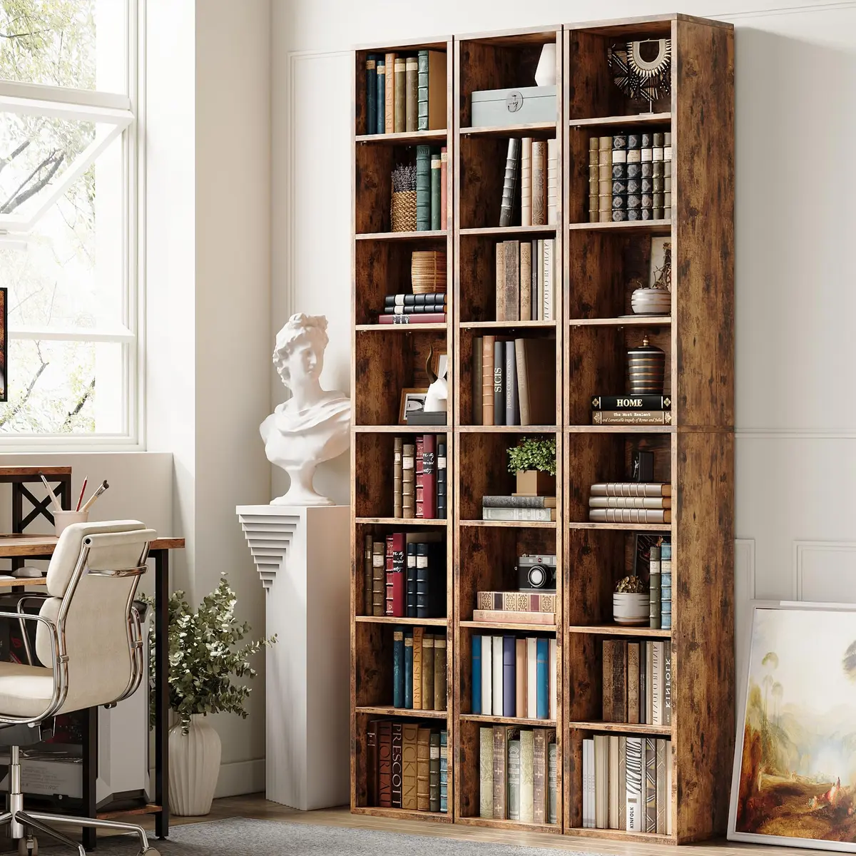 IRONCK Bookshelves and Bookcases Floor Standing 8 Tiers Tall Narrow Bookshelf 71 in Tall | Stylish & Durable MDF Storage - view 7