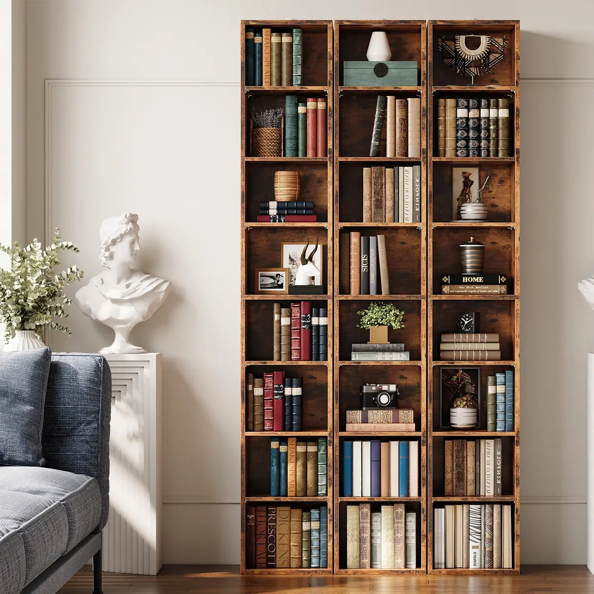 IRONCK Bookshelves and Bookcases Floor Standing 8 Tiers Tall Narrow Bookshelf 71 in Tall | Stylish & Durable MDF Storage - view 8