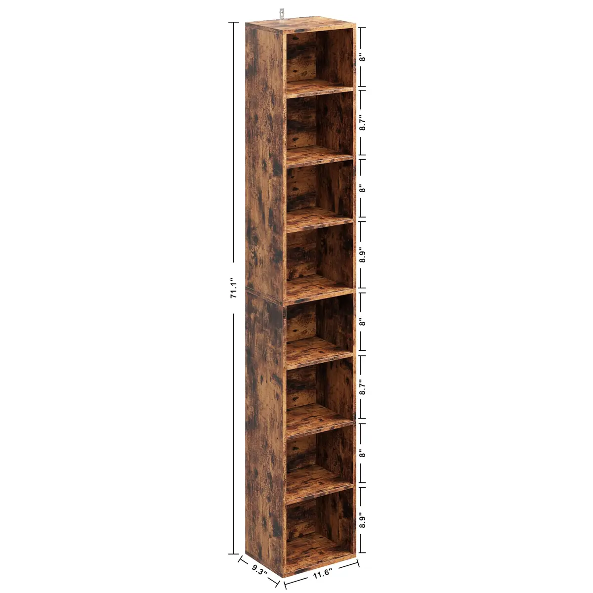 IRONCK Bookshelves and Bookcases Floor Standing 8 Tiers Tall Narrow Bookshelf 71 in Tall | Stylish & Durable MDF Storage - view 3