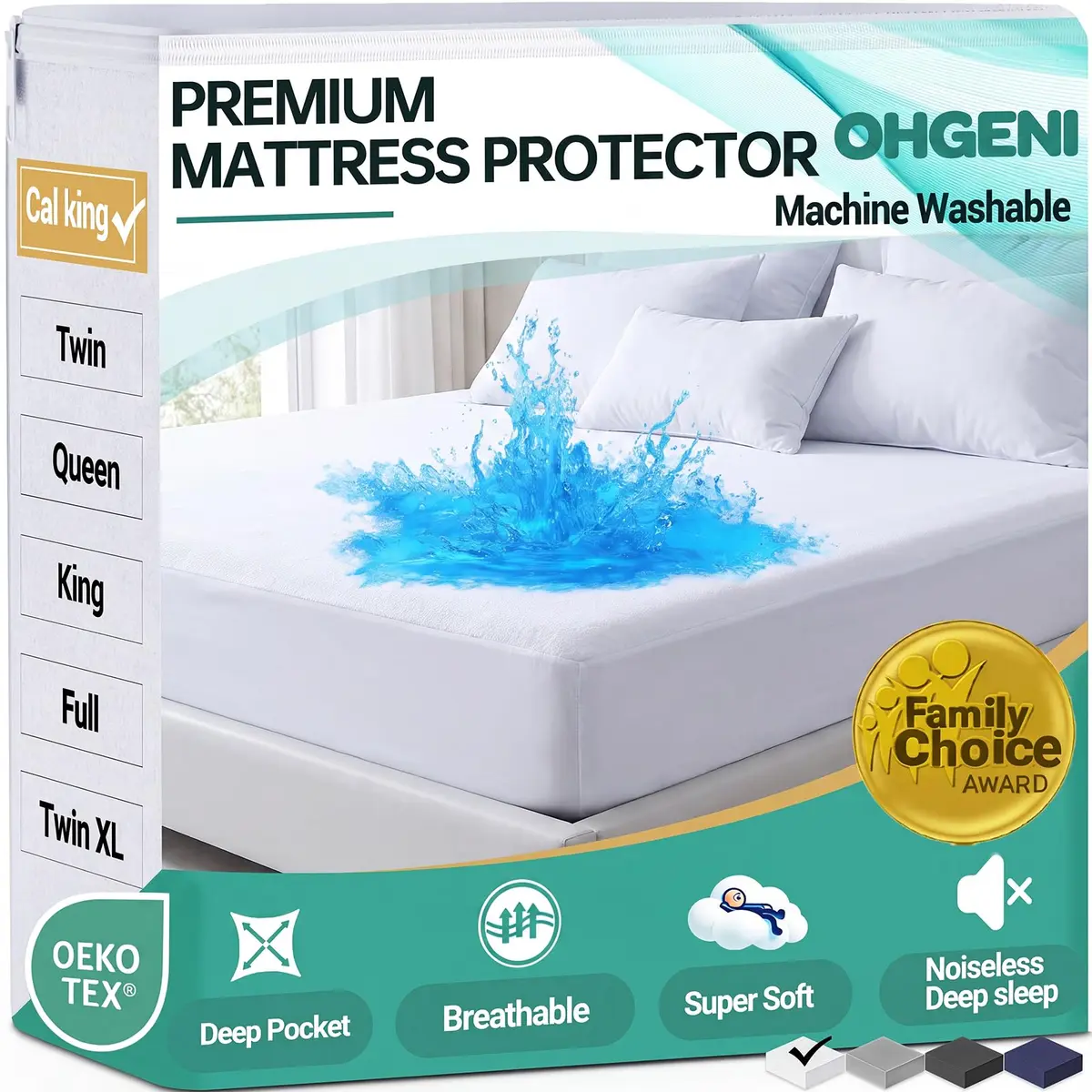OhGeni Waterproof Mattress Protector California King Size | Breathable, Deep Pocket, Washable - main product image