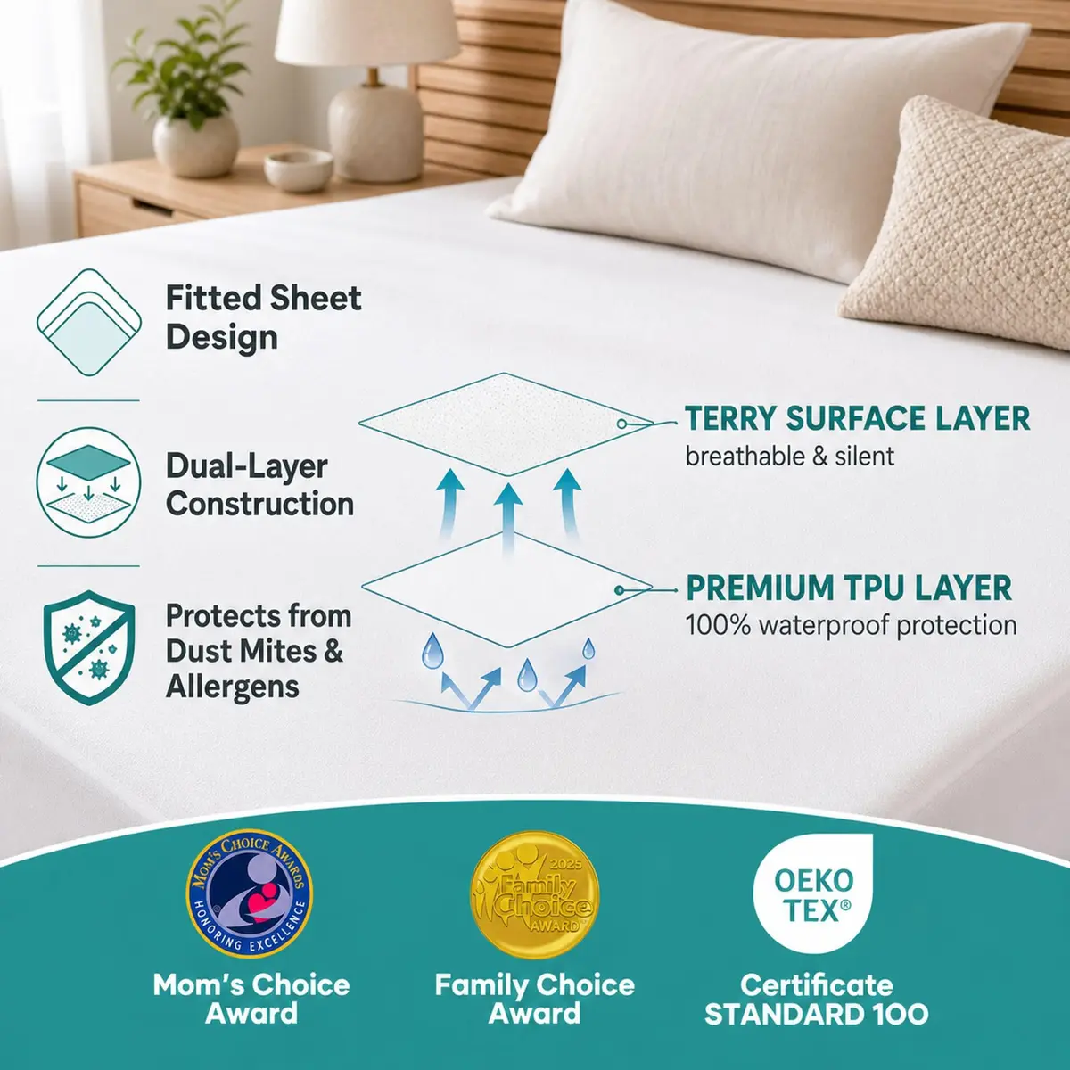OhGeni Waterproof Mattress Protector California King Size | Breathable, Deep Pocket, Washable - view 2