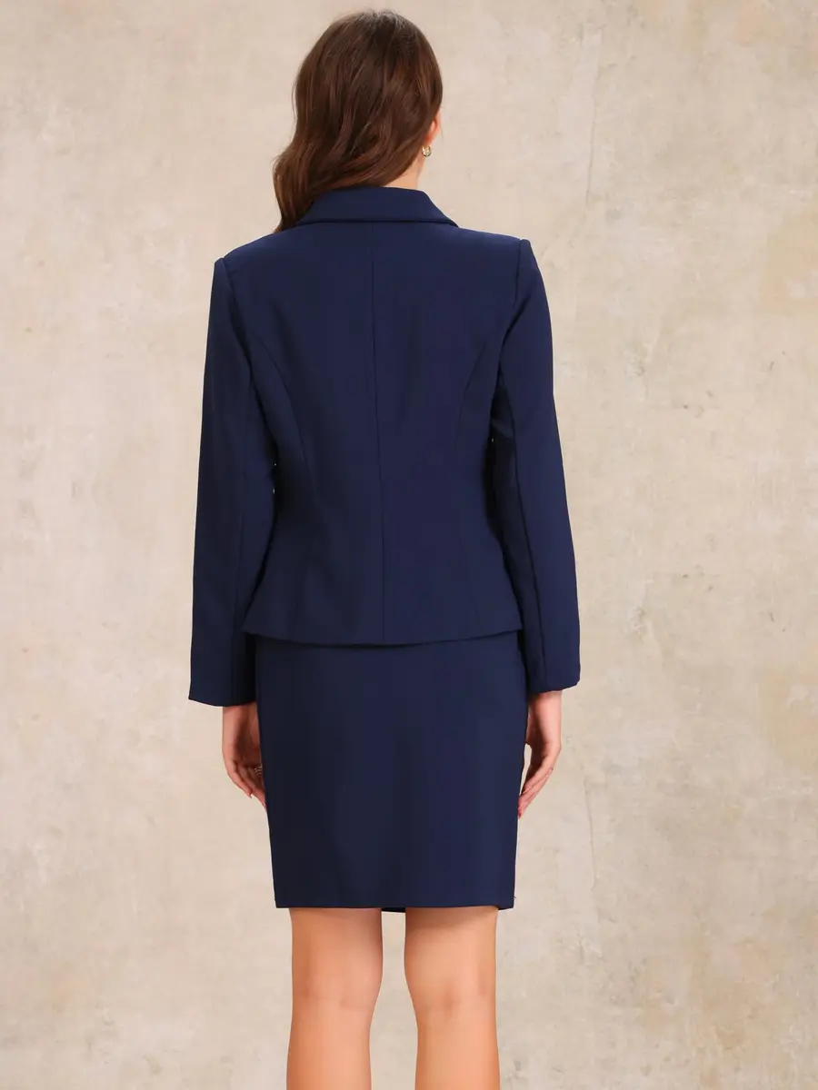Allegra K Women 2 Piece Skirt Set Suit Business Blazer and Pencil Skirt | Formal Office Wear for Women - view 4