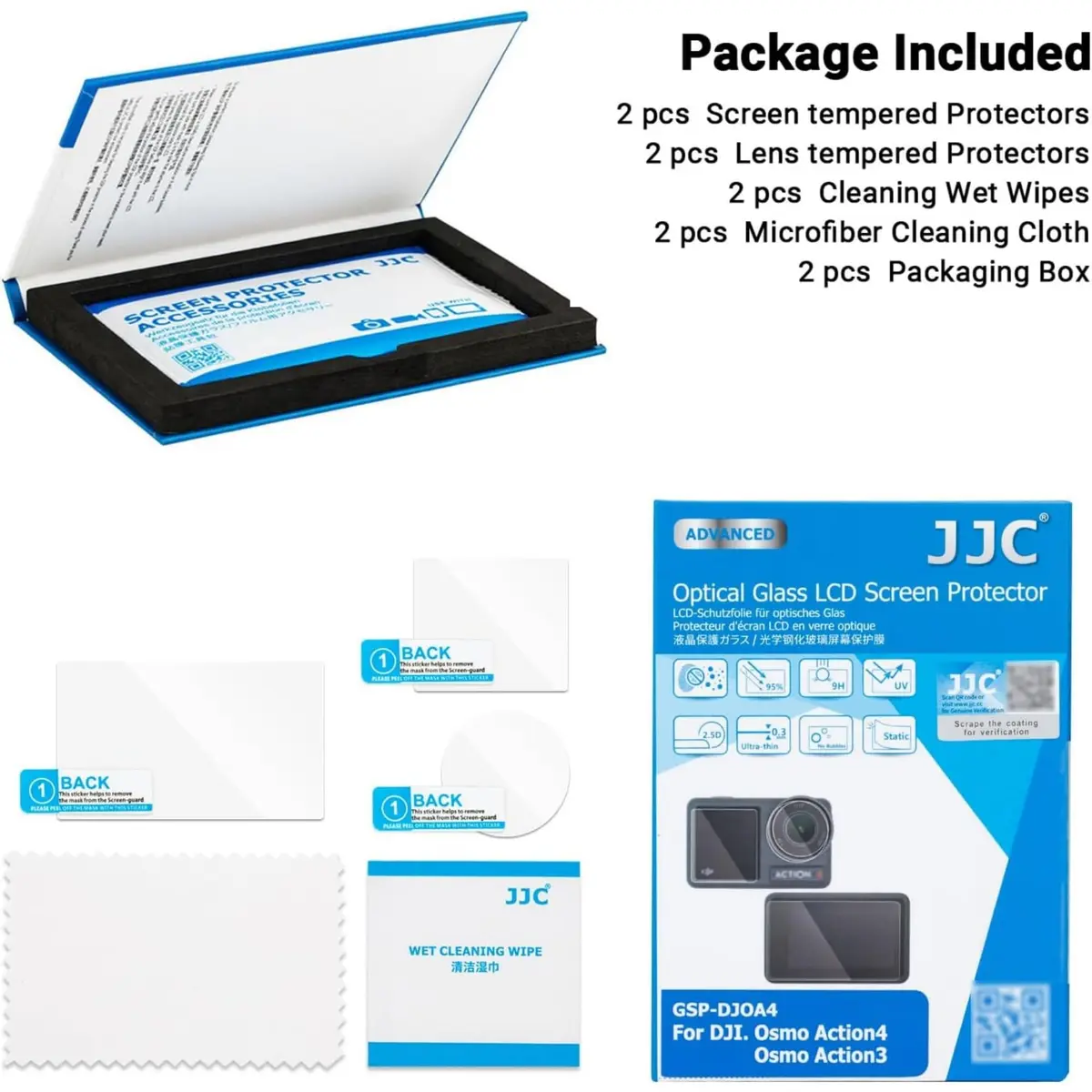 JJC Screen Protector for DJI Osmo Action 4/3 | 9H Ultra Clear Tempered Glass, 0.3mm, Anti-Fingerprint & Scratch Resistance - view 6