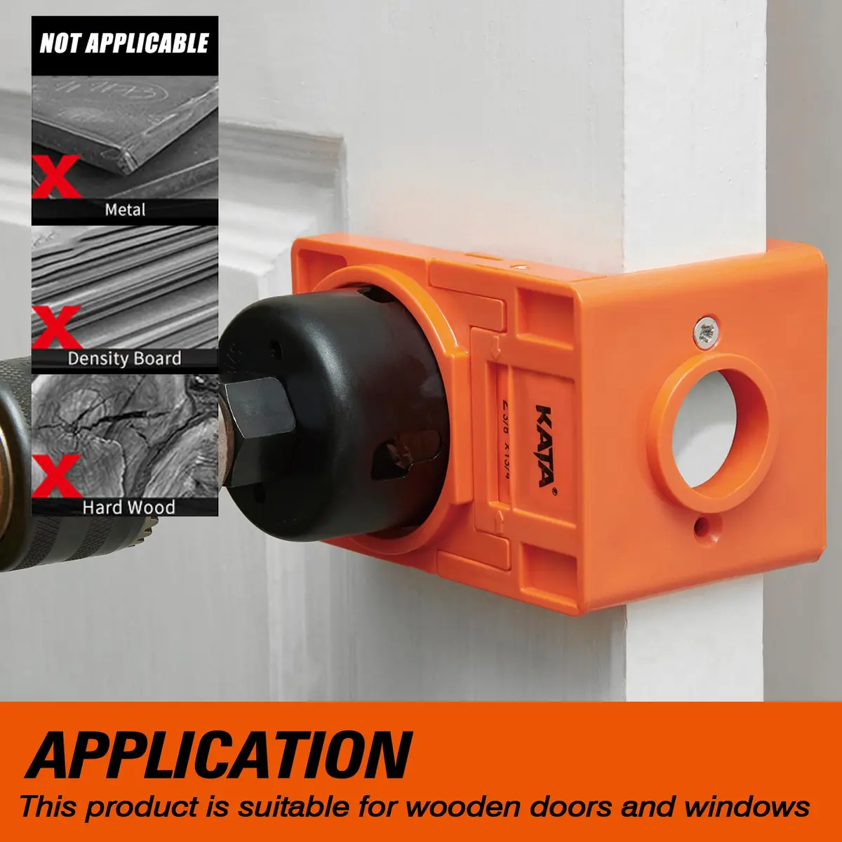 KATA Door Lock Installation Kit for Door Knob & Deadbolt, 25mm (1") & 54mm (2-1/8") Hole Saws | DIY Wood Door Lock Jig - view 6