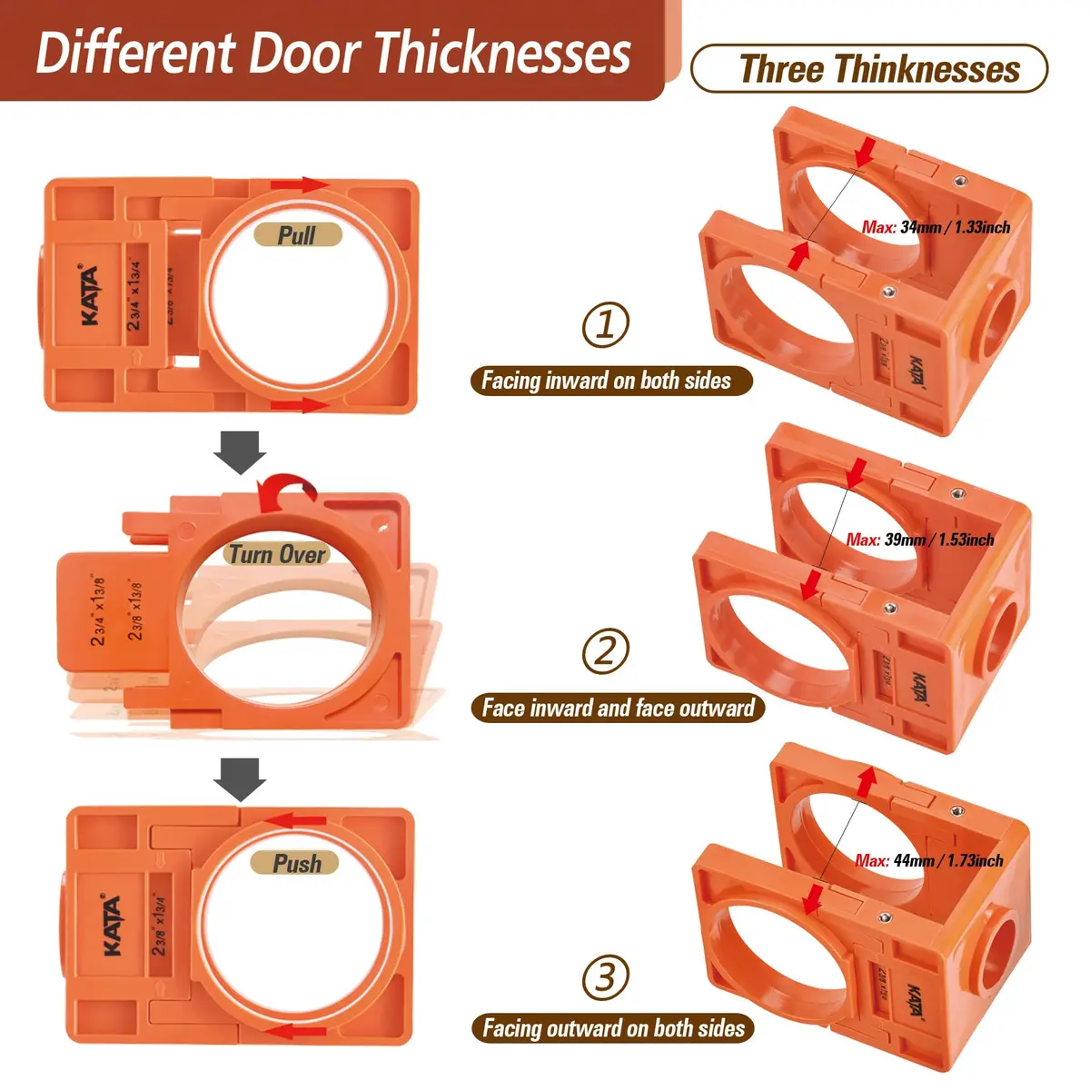 KATA Door Lock Installation Kit for Door Knob & Deadbolt, 25mm (1") & 54mm (2-1/8") Hole Saws | DIY Wood Door Lock Jig - view 4