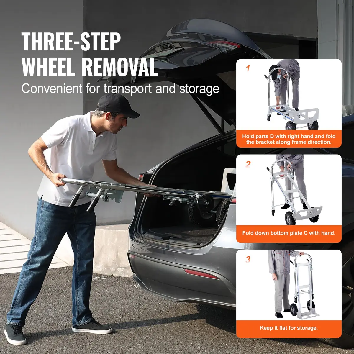 VEVOR Aluminum Truck 2 in 1 | Heavy Duty Industrial Folding Hand Truck & Dolly, 800 lbs Load - view 6