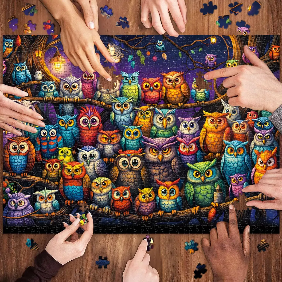 TangComplete Owl Family 1000 Piece Jigsaw Puzzle 70cm x 50cm | Educational & Non-Toxic Puzzle - view 5