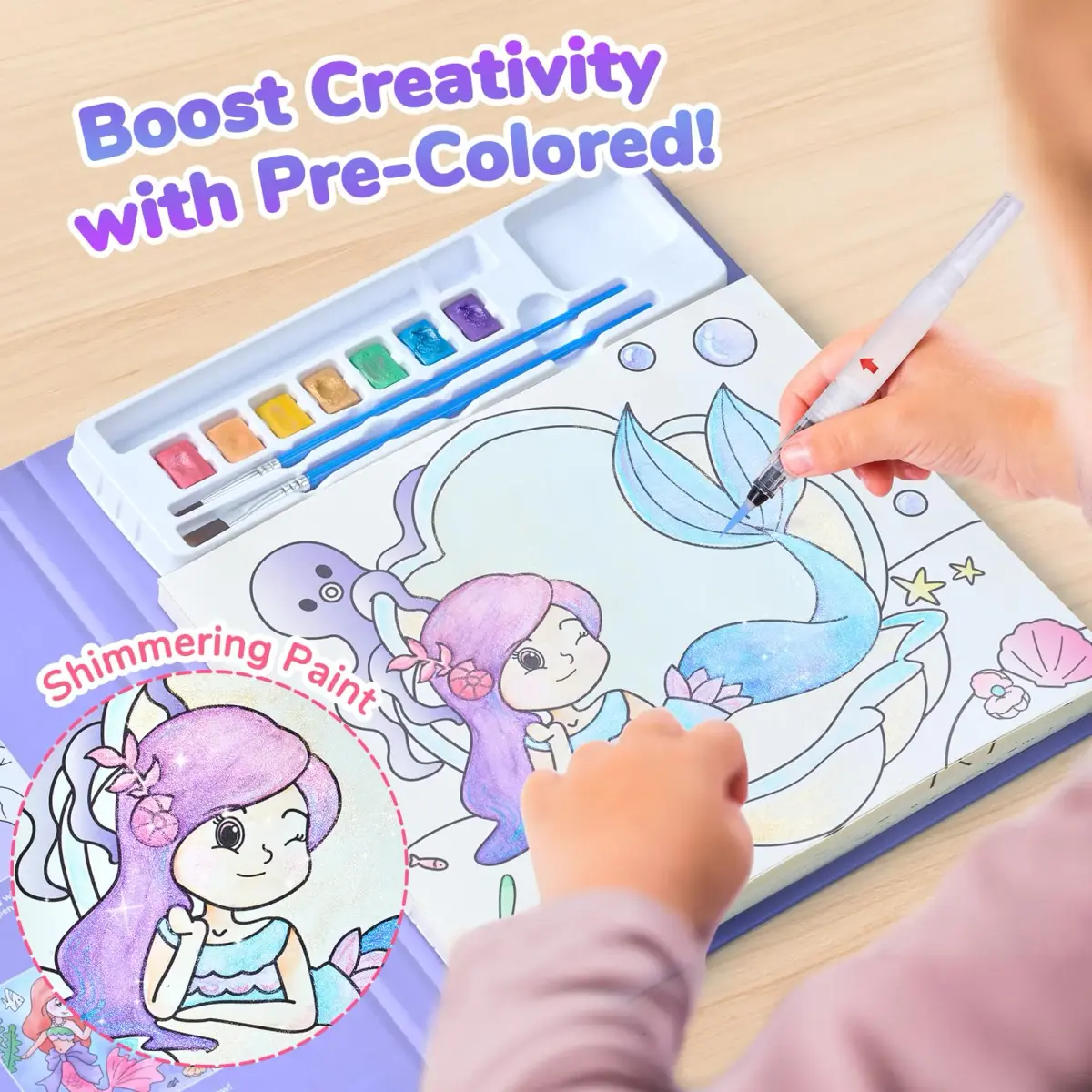 JoyCat Paint with Water Coloring Books for Toddlers (Underwater World) 22.1 cm x 24.4 cm x 1.7 cm | Mess-Free Toddler Art Activity - view 4