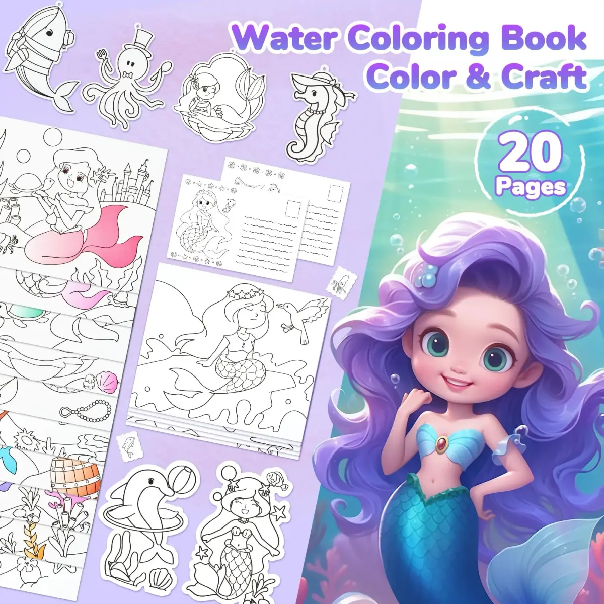 JoyCat Paint with Water Coloring Books for Toddlers (Underwater World) 22.1 cm x 24.4 cm x 1.7 cm | Mess-Free Toddler Art Activity - view 2