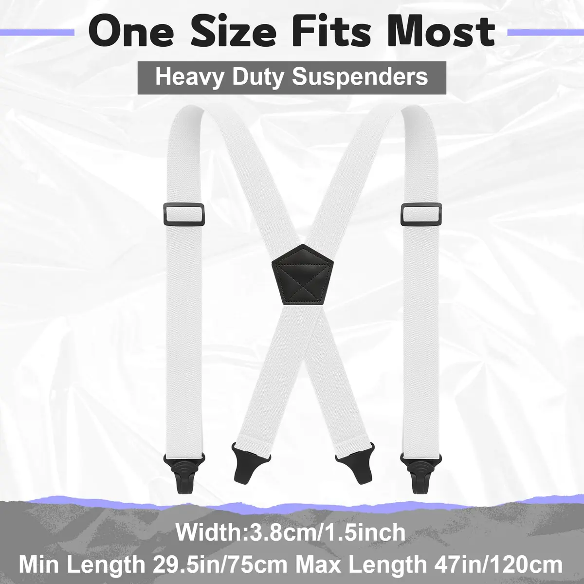 Janmercy Men's Hidden X-Back Suspenders | 120 cm (47.24 Inches) White Polyester - view 6