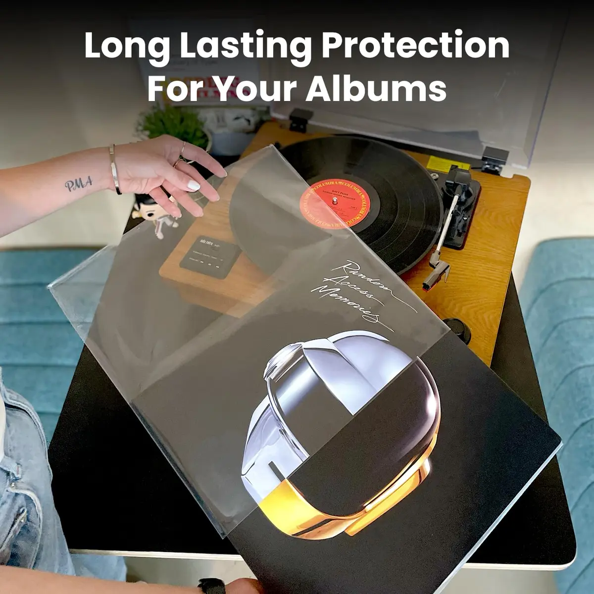 EVEO Outer Vinyl Record Sleeves 100 Count | Crystal Clear Polypropylene for LP Protection - view 2