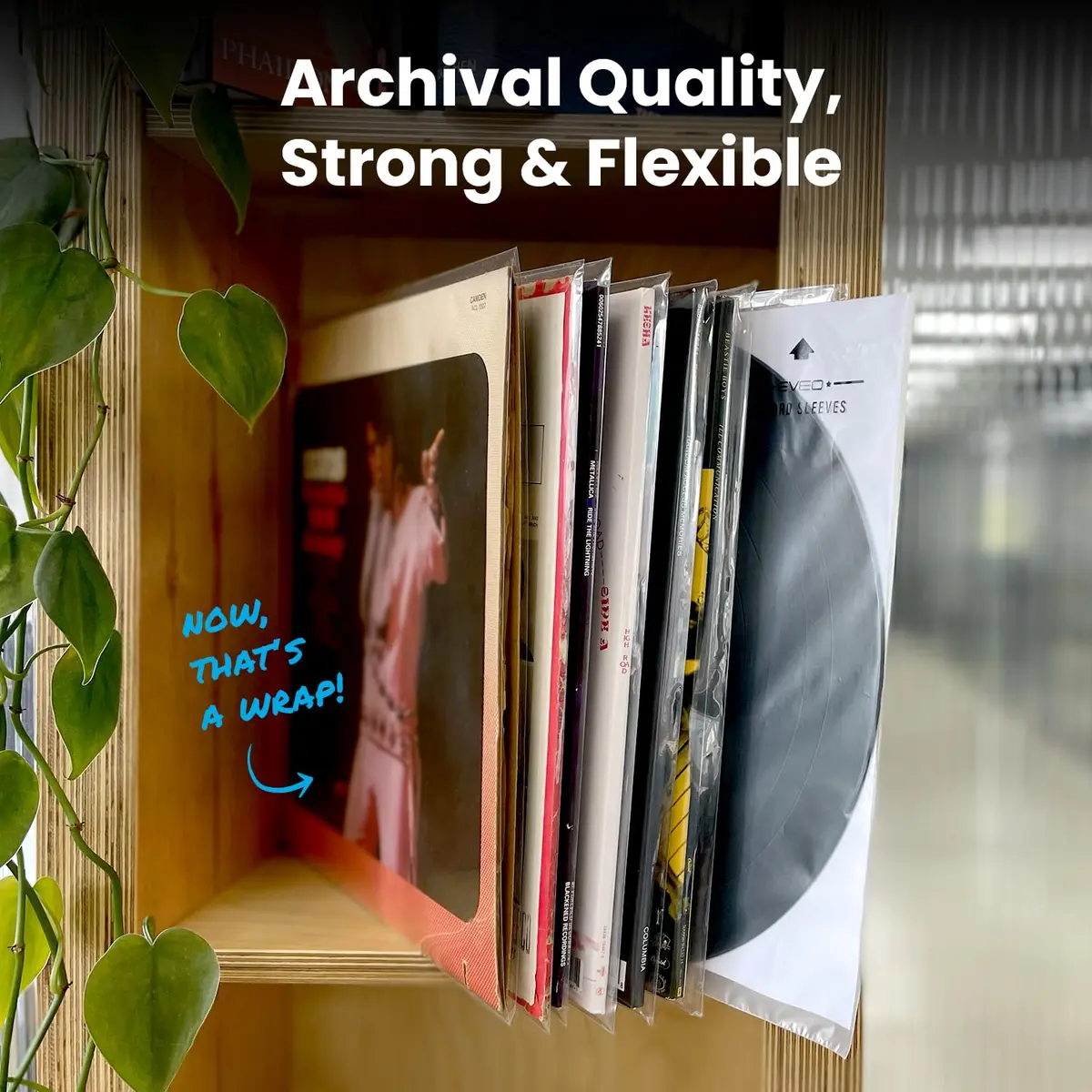 EVEO Outer Vinyl Record Sleeves 100 Count | Crystal Clear Polypropylene for LP Protection - view 3