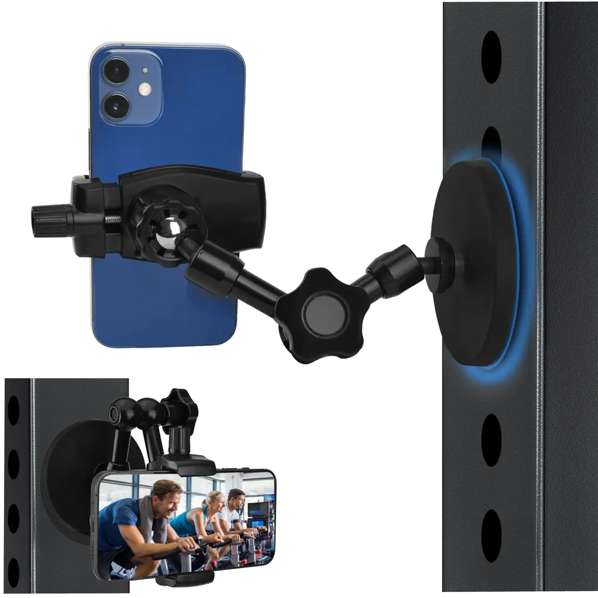HOYXUN Magnetic Phone Holder for Gym, Heavy Duty 360° Adjustable Metal Arm | Strong Magnet & Multi-Angle Support - main product image