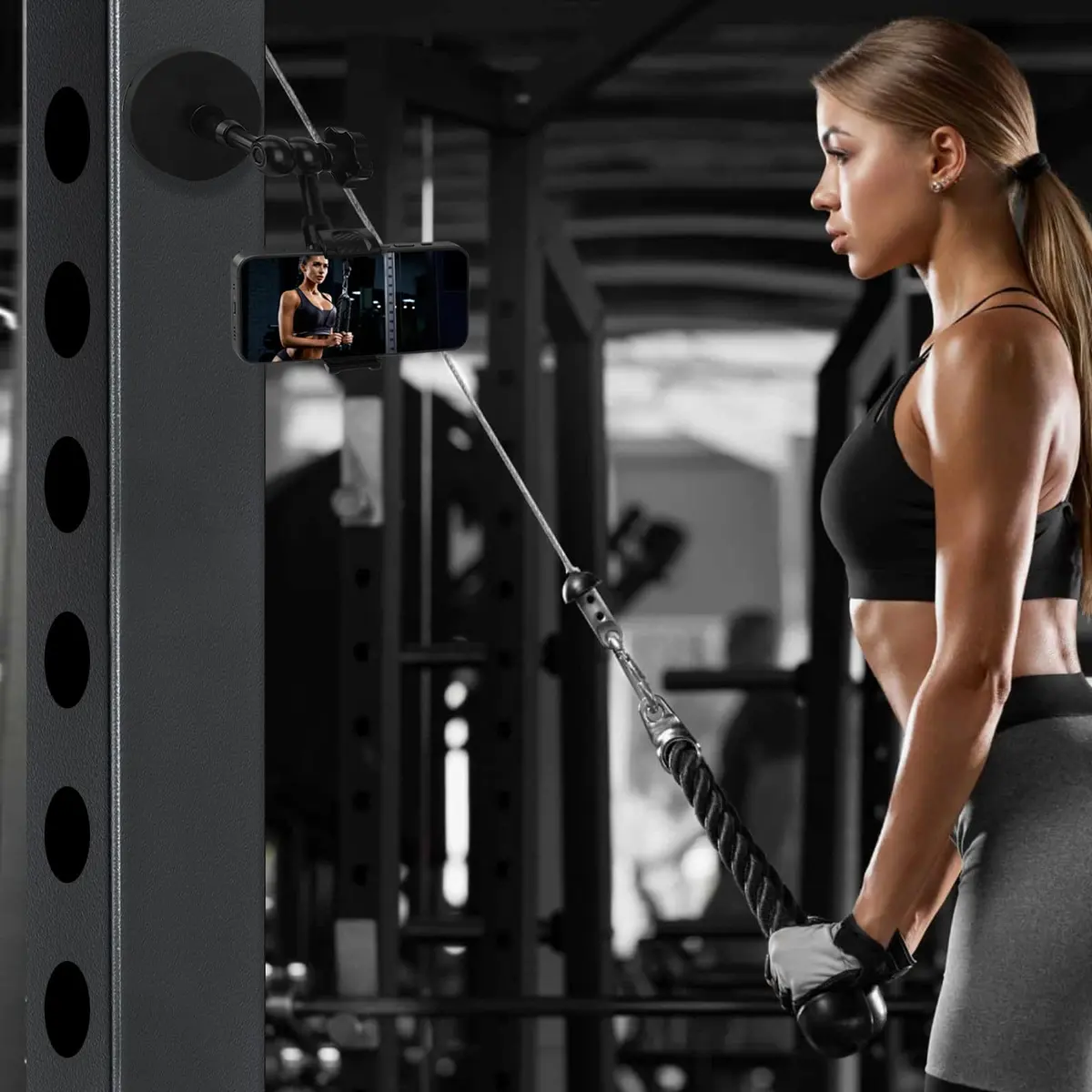 HOYXUN Magnetic Phone Holder for Gym, Heavy Duty 360° Adjustable Metal Arm | Strong Magnet & Multi-Angle Support - view 5
