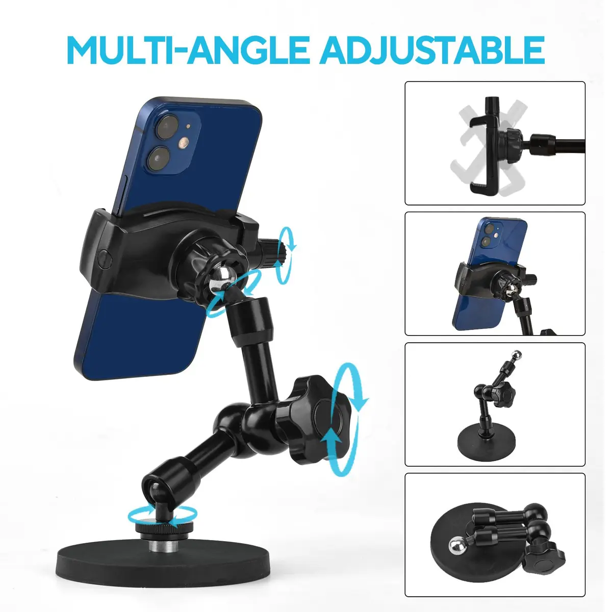 HOYXUN Magnetic Phone Holder for Gym, Heavy Duty 360° Adjustable Metal Arm | Strong Magnet & Multi-Angle Support - view 3