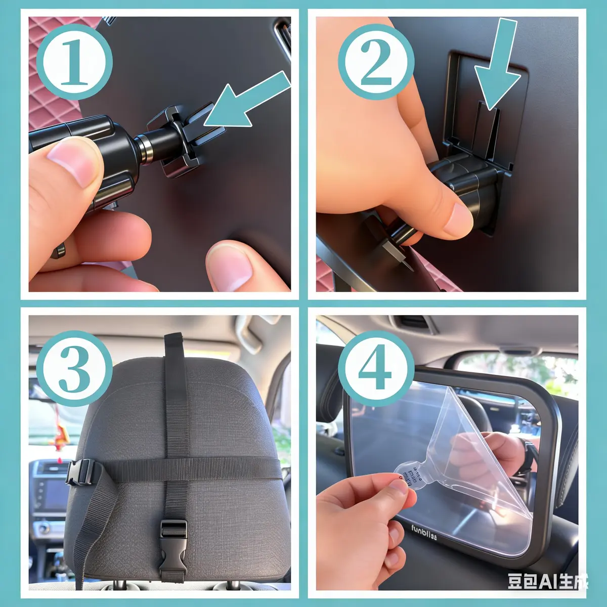 funbliss Baby Car Mirror for Rear Facing Seat | Clear Wide View, 360° Rotation, Shatterproof Acrylic - view 7