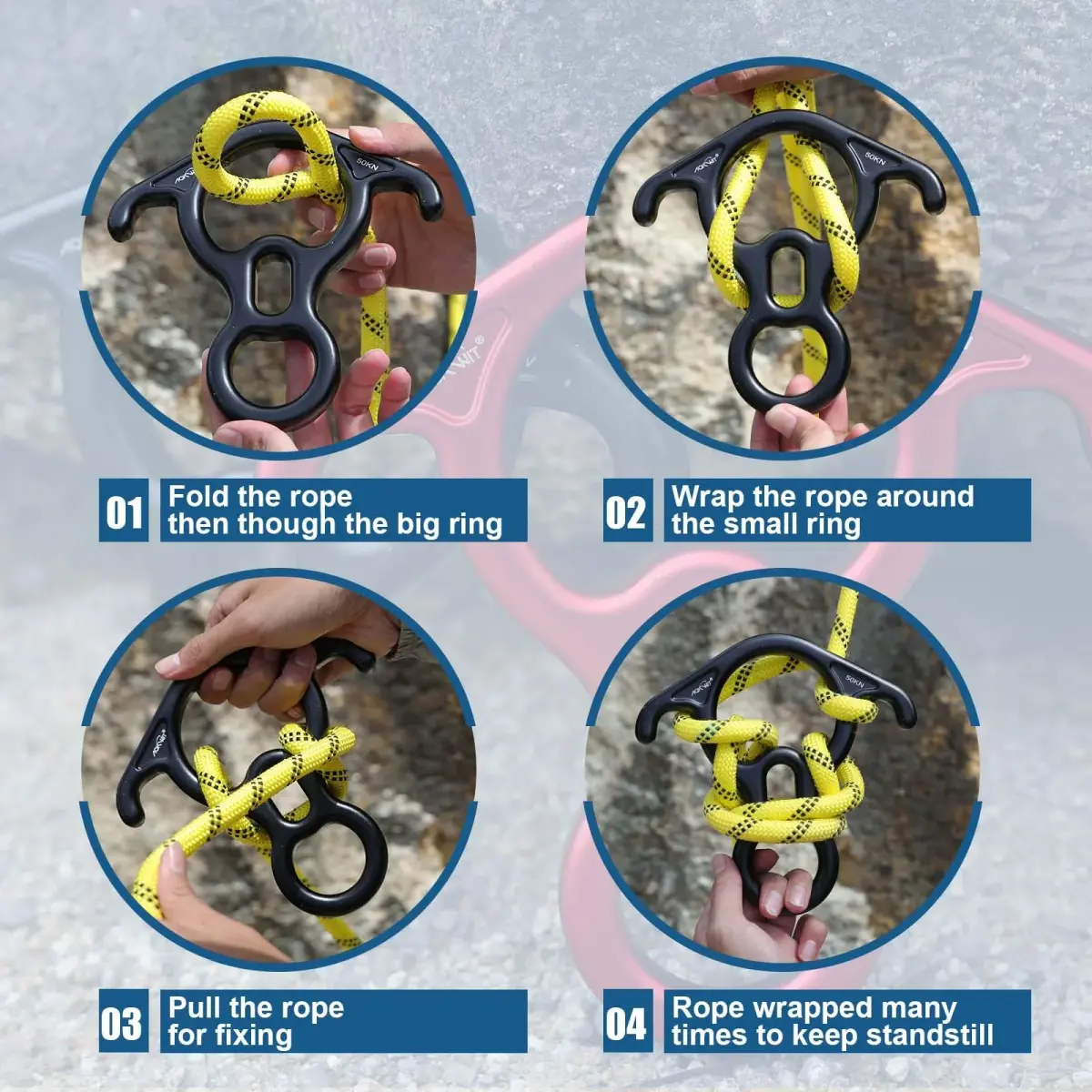 AOKWIT 50kN Rescue Figure 8 Descender 282g (9.95 oz) | Bent-Ear Belay Device for Climbing & Rescue - view 3
