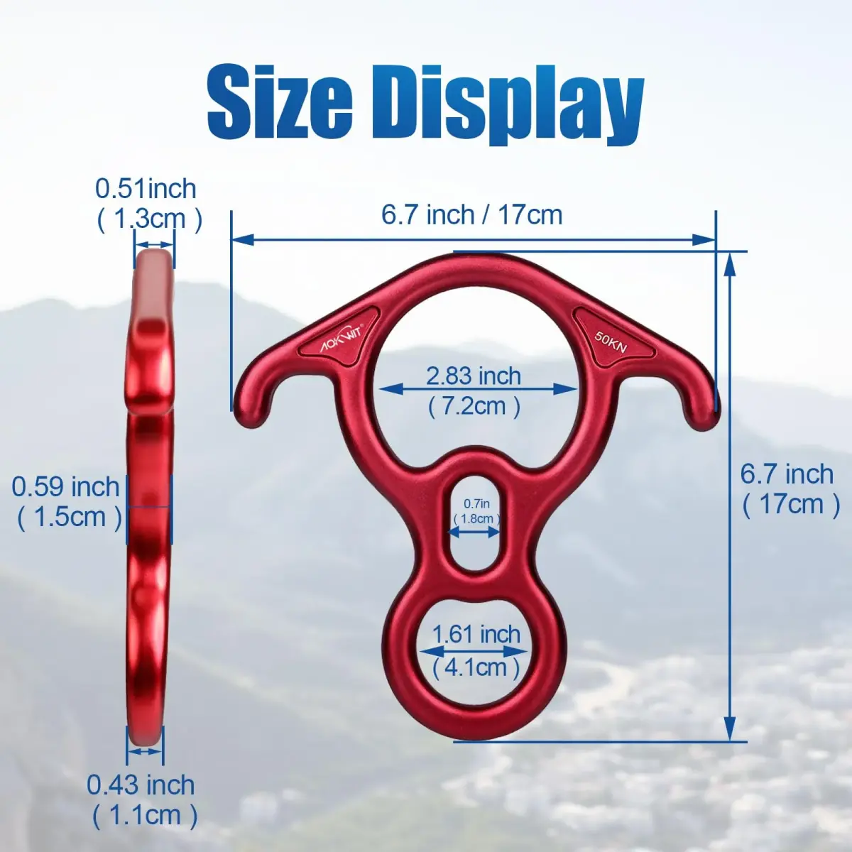 AOKWIT 50KN Rescue Figure 8 Descender 17cm (6.7in) | Bent-Ear Belay Device for Rock Climbing & Rescue - view 8