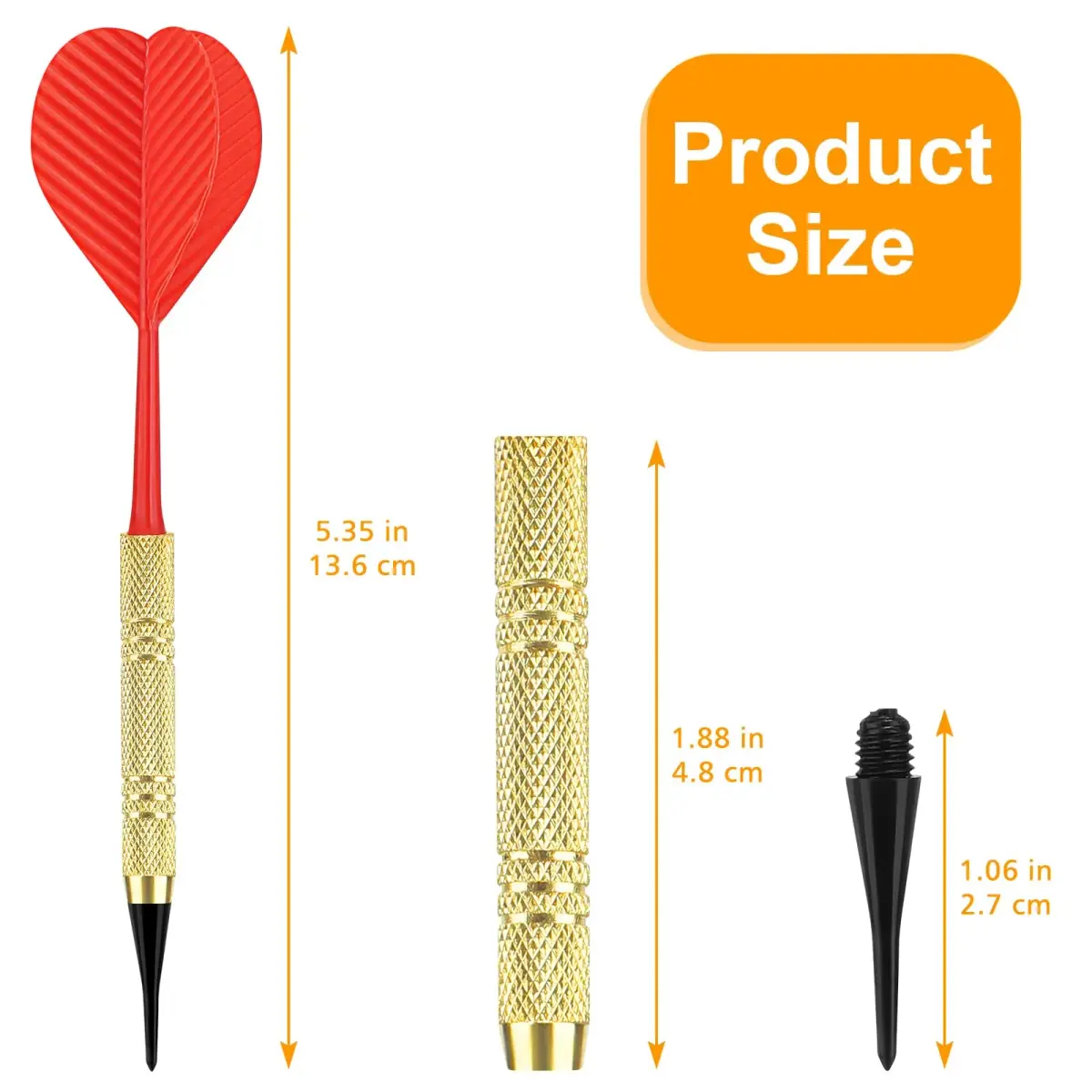 Accmor 20 Pack Soft Tip Darts Set with 100 Extra 2BA Tips | Gold Color, 13g Weight - view 9