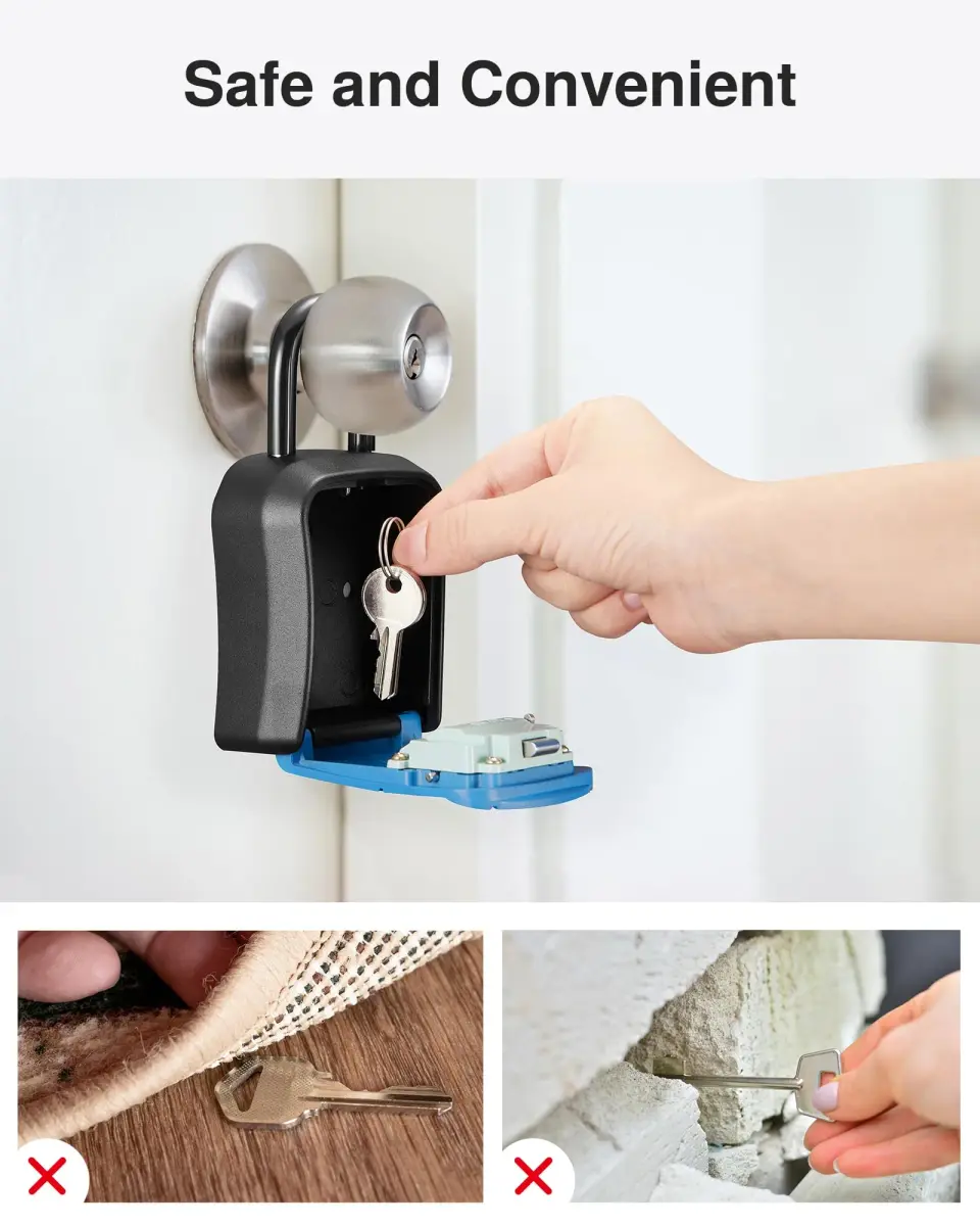 Puroma Blue Key Lock Box with 4-Digit Combination | 15.6 cm (6.14 in) Length - view 6