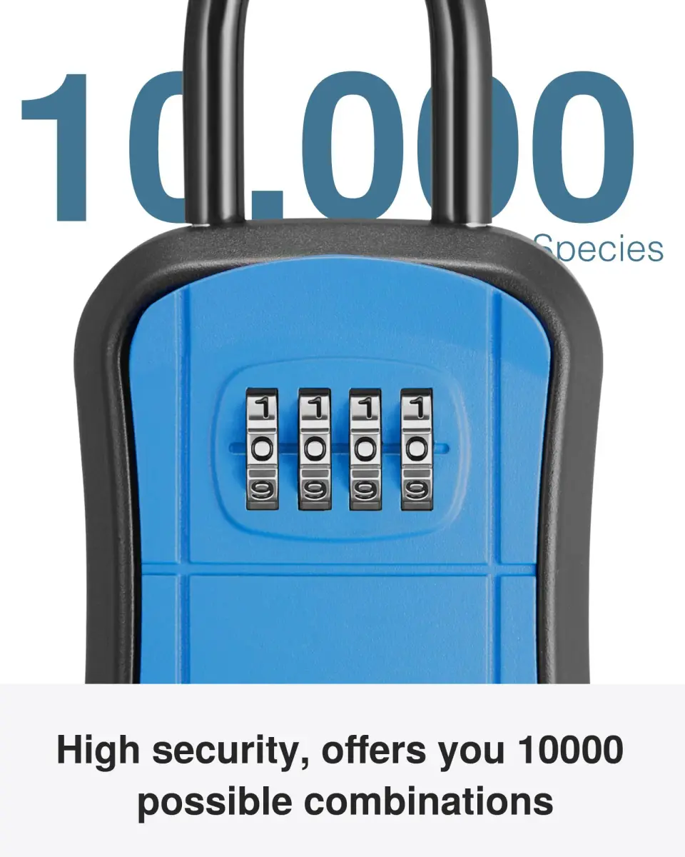 Puroma Blue Key Lock Box with 4-Digit Combination | 15.6 cm (6.14 in) Length - view 3