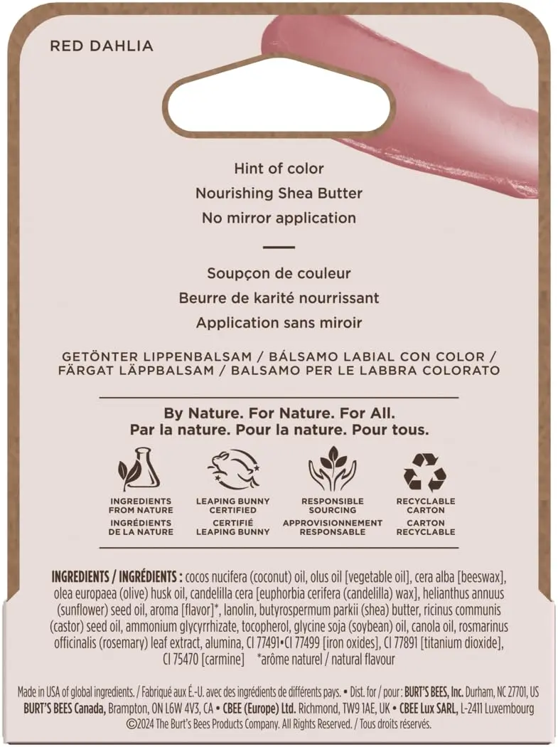 Burt's Bees Tinted Lip Balm Red Dahlia 0.15oz | Natural, Hydrating, Semi-Glossy Finish - view 7