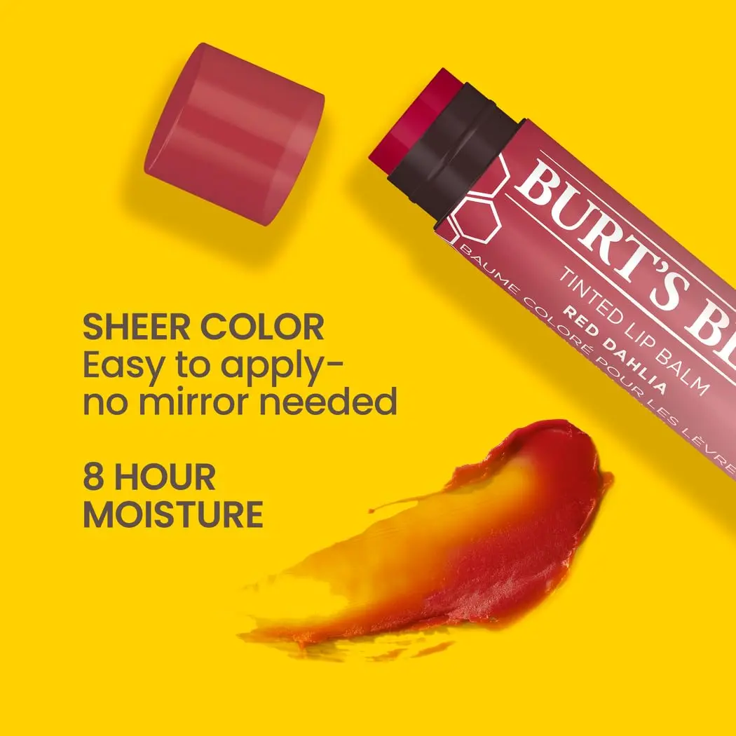 Burt's Bees Tinted Lip Balm Red Dahlia 0.15oz | Natural, Hydrating, Semi-Glossy Finish - view 2
