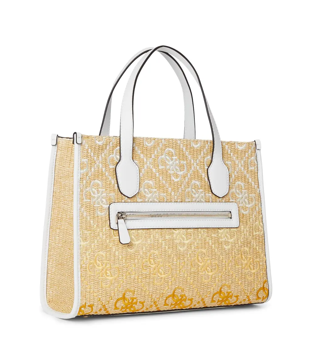 GUESS Silvana Raffia Tote | Modern Top-Handle Bag with Gold Hardware (13.25 in) - view 2