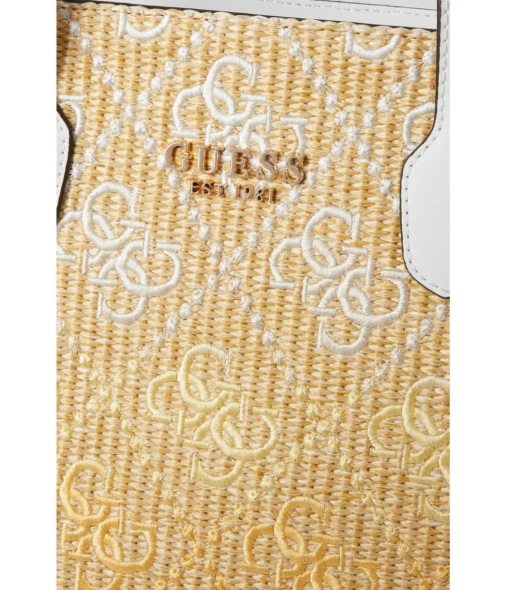 GUESS Silvana Raffia Tote | Modern Top-Handle Bag with Gold Hardware (13.25 in) - view 4