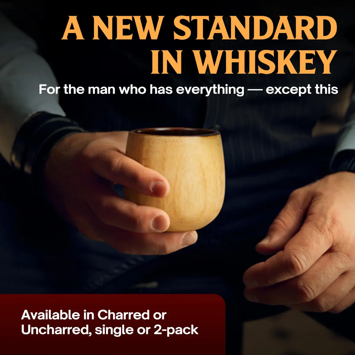 Oaksip Charred Wooden Bourbon Glass | Flavor Preserving Old Fashioned Glass | Whiskey & Bourbon Gift for Men, Dad, Brother - view 5