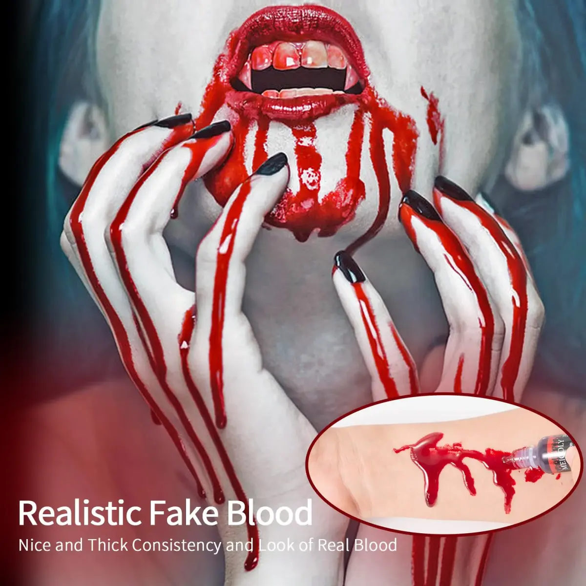 MEICOLY Edible Fake Blood with Capsules | 30ml (1.06 Fl Oz) Realistic Stage Blood for SFX Makeup - view 2