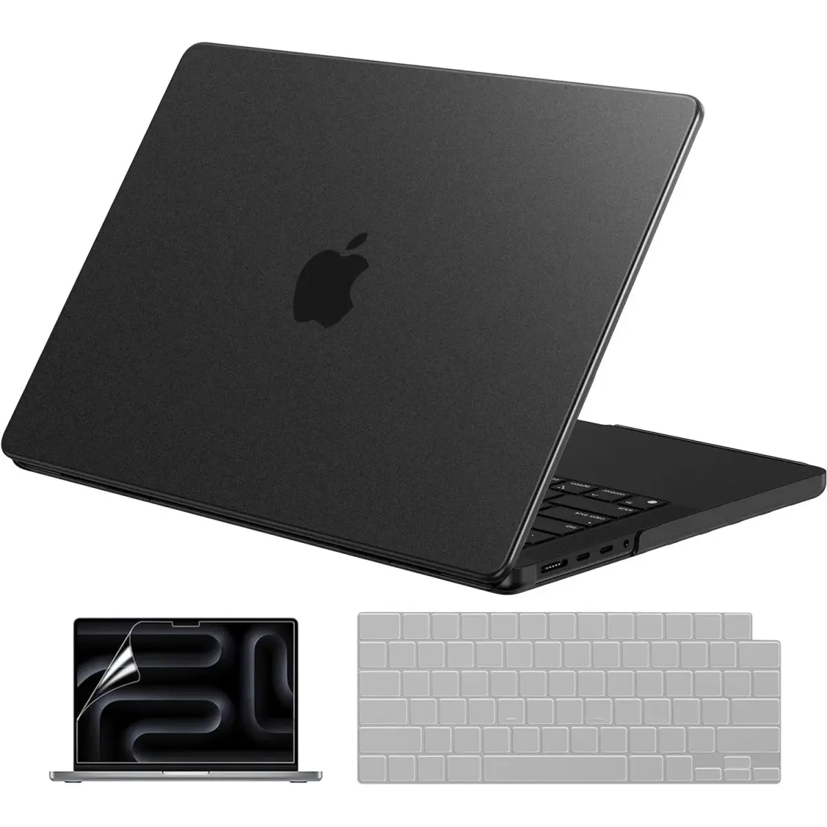 EooCoo Textured Matte Black Hard Case for MacBook Pro 14-inch (2021-2026 Models) | Scratch & Fingerprint Resistant - main product image