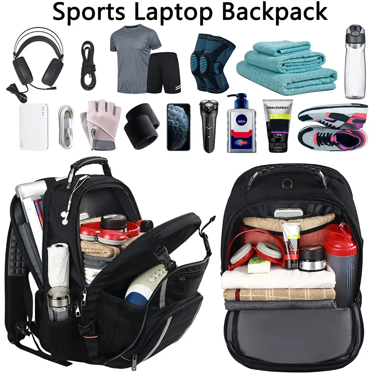 YALIXIAN Extra Large Travel Laptop Backpack for Men Women with USB Charging Port & RFID Anti-Theft, Fits 17 Inch Computer Notebook, Water Resistant, College Backpack (Blackgrey) - view 2