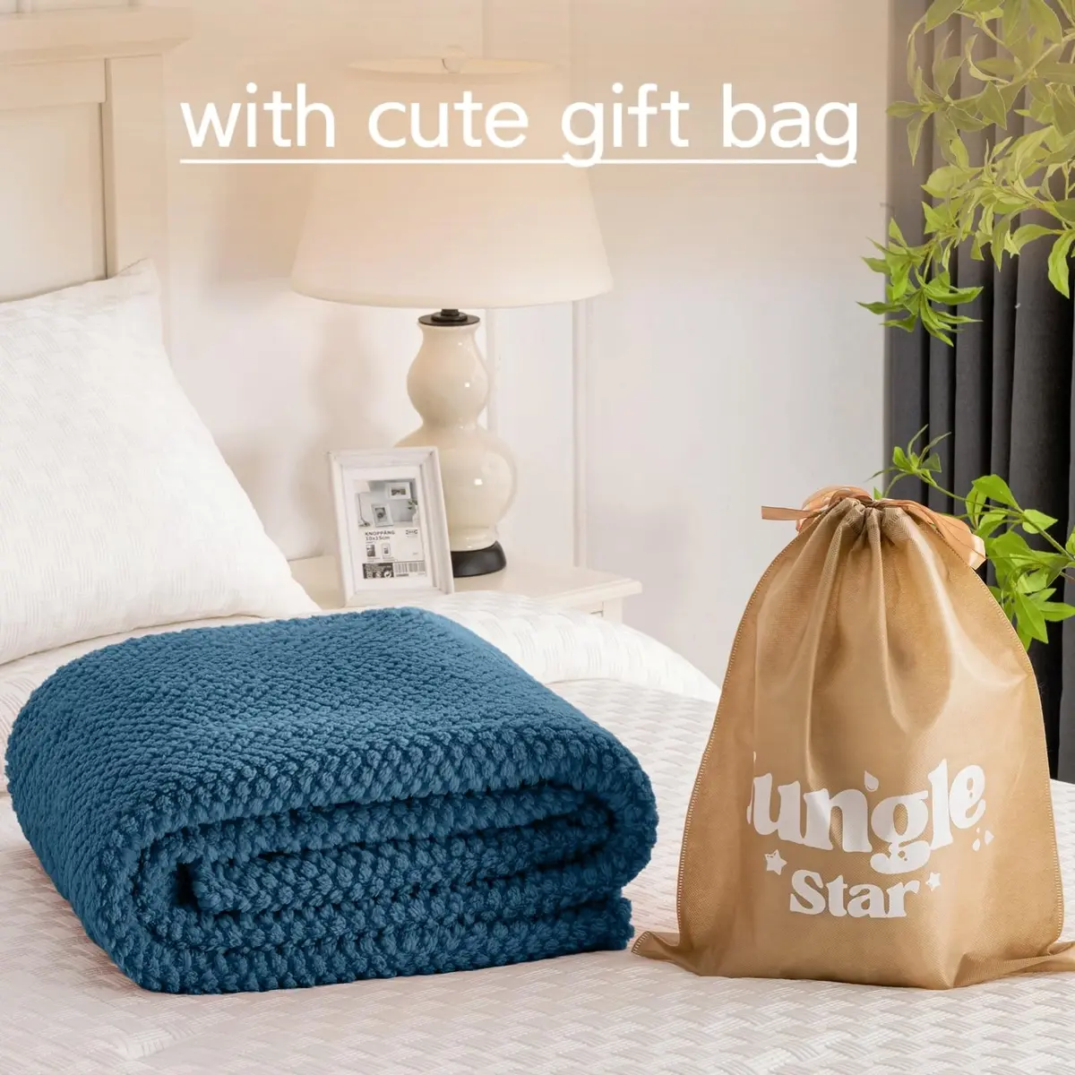 Jungle Star Blue Soft Fleece 300GSM Twin Blanket 152cm x 203cm (60"x80") | Cozy Flannel for Couch, Bed, Sofa - view 5