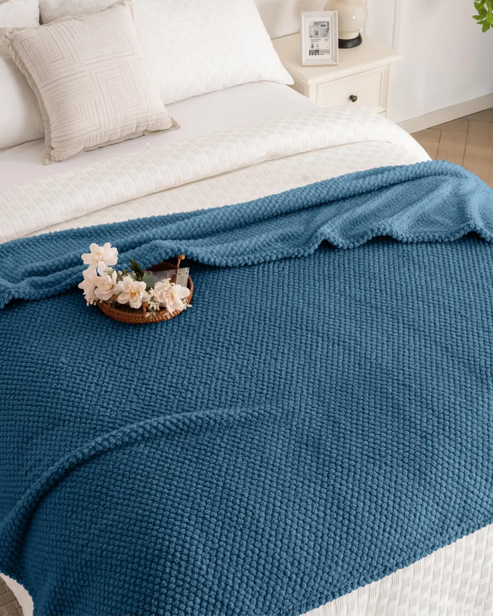 Jungle Star Blue Soft Fleece 300GSM Twin Blanket 152cm x 203cm (60"x80") | Cozy Flannel for Couch, Bed, Sofa - view 8