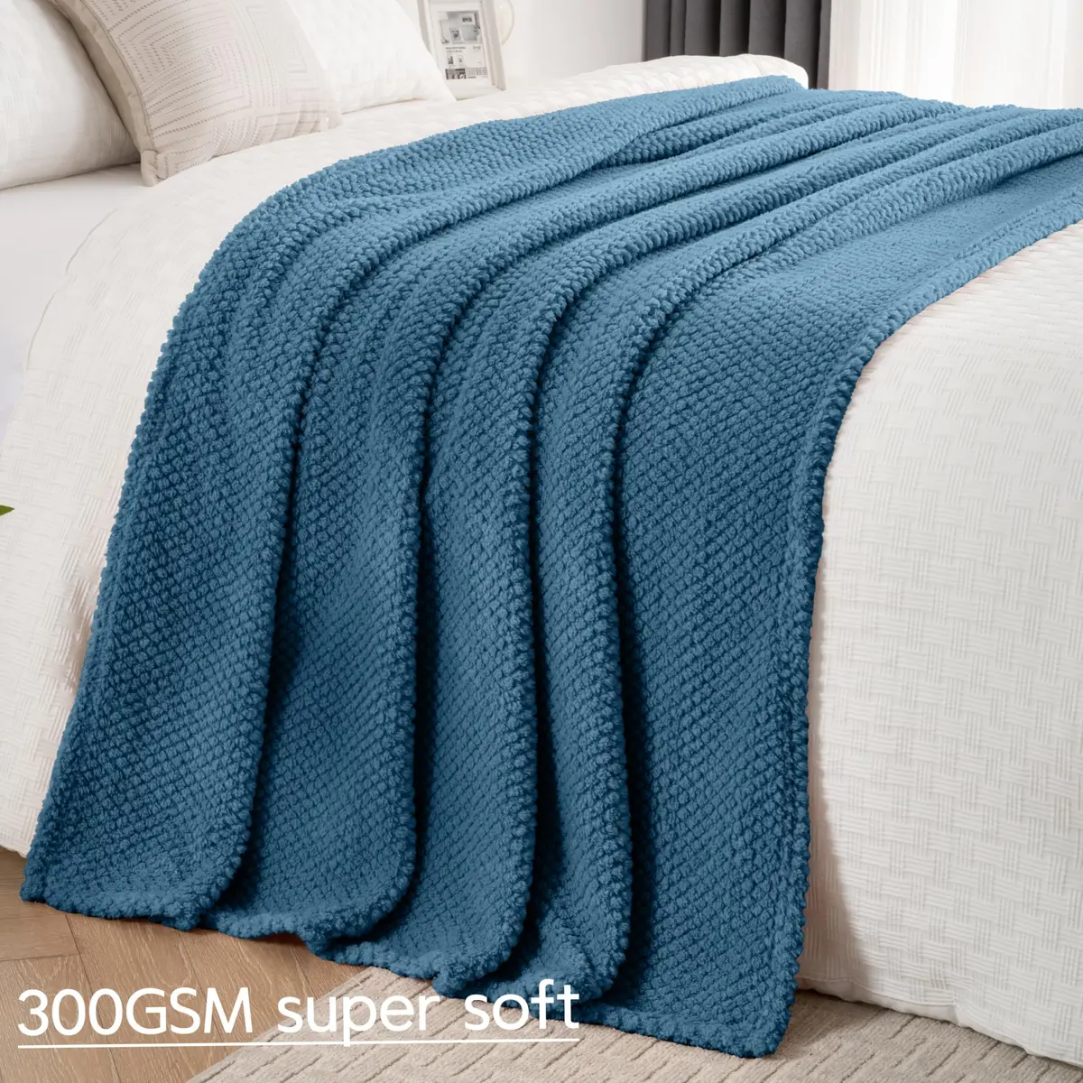 Jungle Star Blue Soft Fleece 300GSM Twin Blanket 152cm x 203cm (60"x80") | Cozy Flannel for Couch, Bed, Sofa - view 2