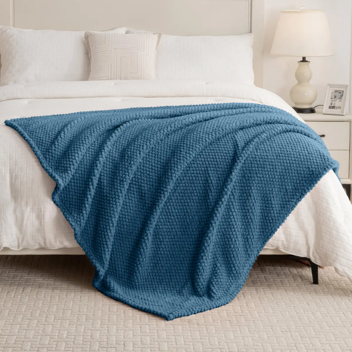 Jungle Star Blue Soft Fleece 300GSM Twin Blanket 152cm x 203cm (60"x80") | Cozy Flannel for Couch, Bed, Sofa - view 3