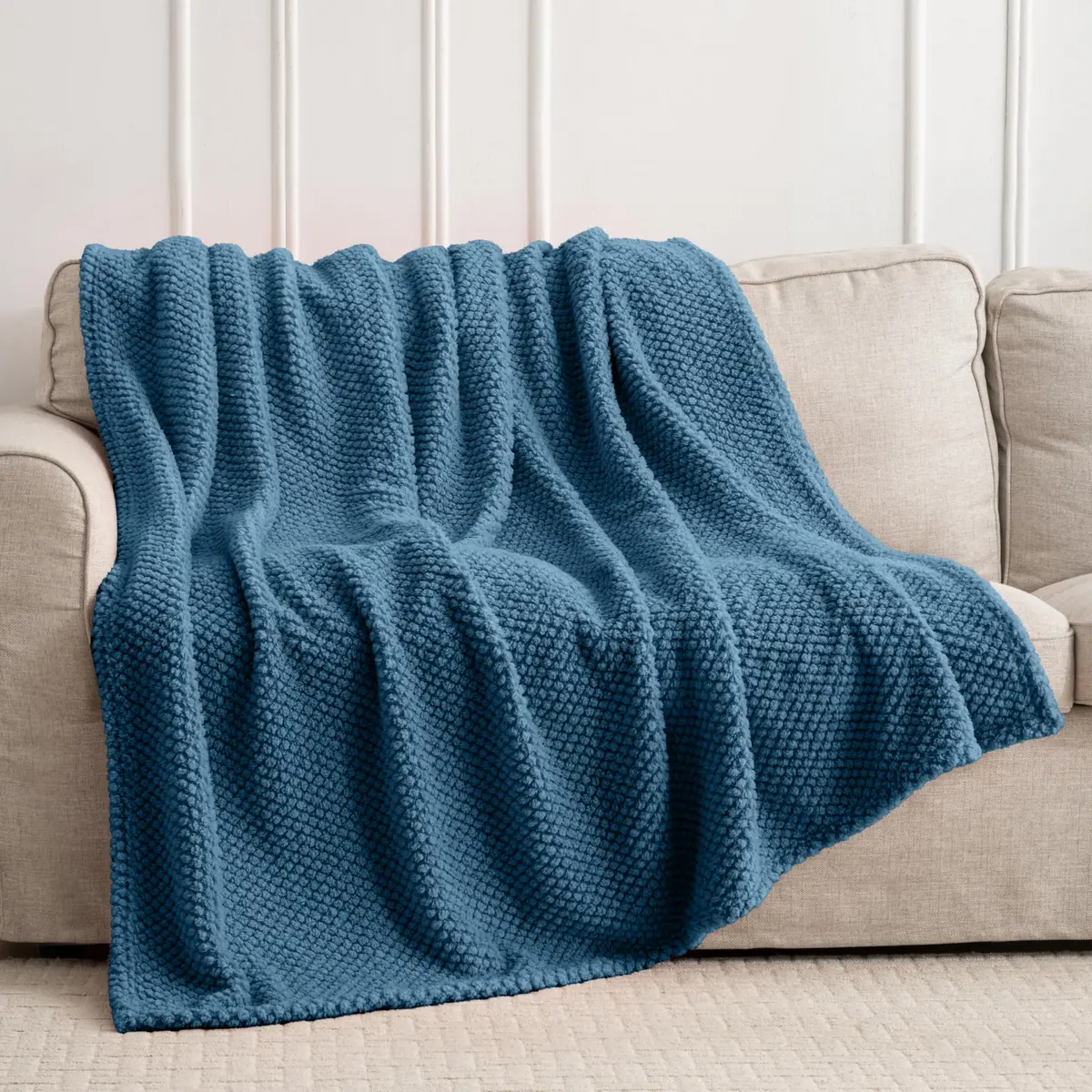 Jungle Star Blue Soft Fleece 300GSM Twin Blanket 152cm x 203cm (60"x80") | Cozy Flannel for Couch, Bed, Sofa - view 4