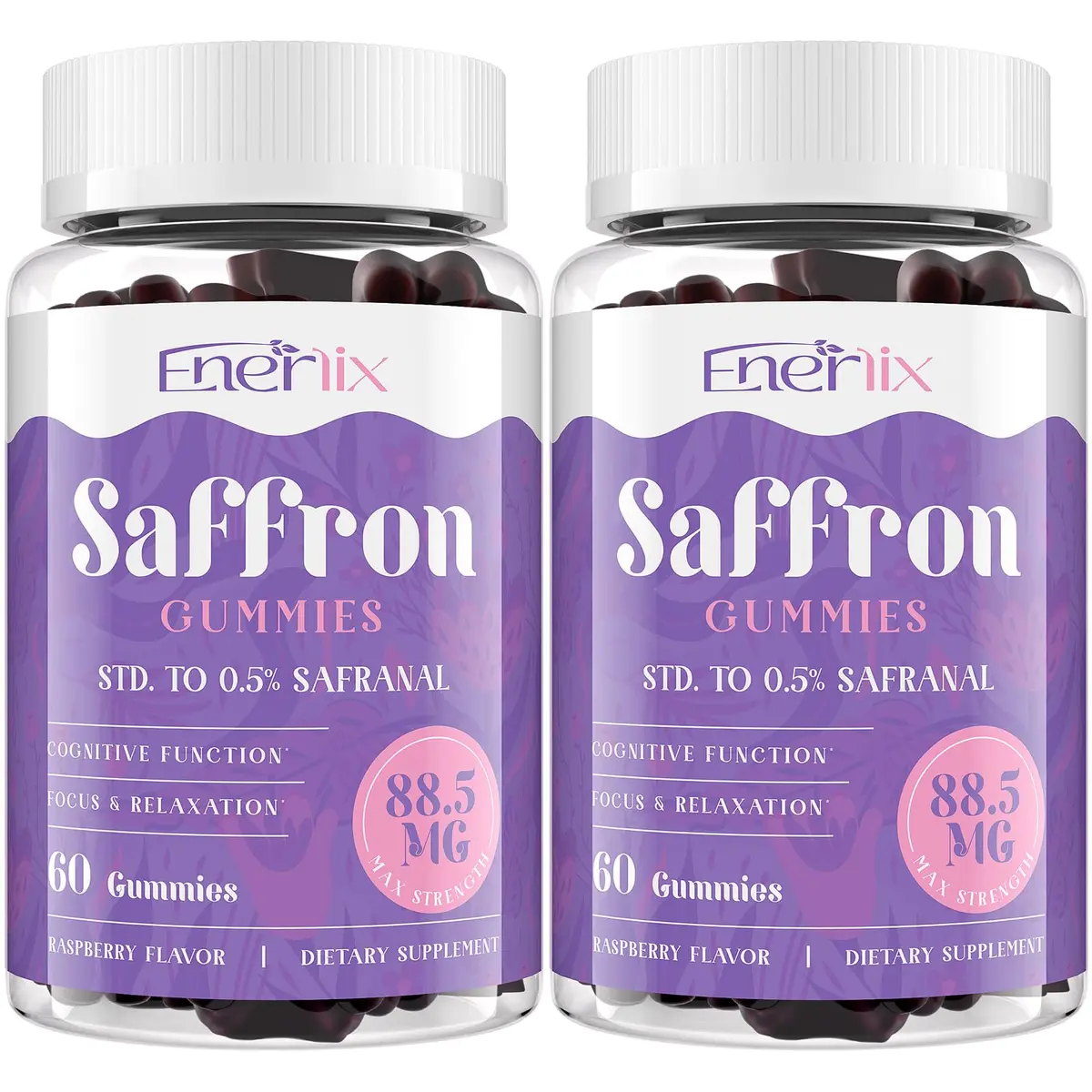 Enerlix Saffron Supplement Gummies for Mood & Focus, 60 Count (Pack of 2) | Vegan, Organic, Fast Absorption - main product image