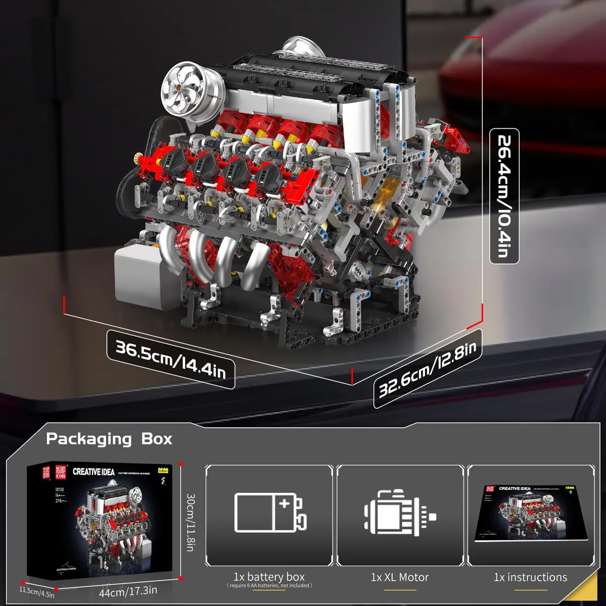 Mould King 10130 V8 Engine Model Kit | Build a Realistic Car Engine for Adults - view 6