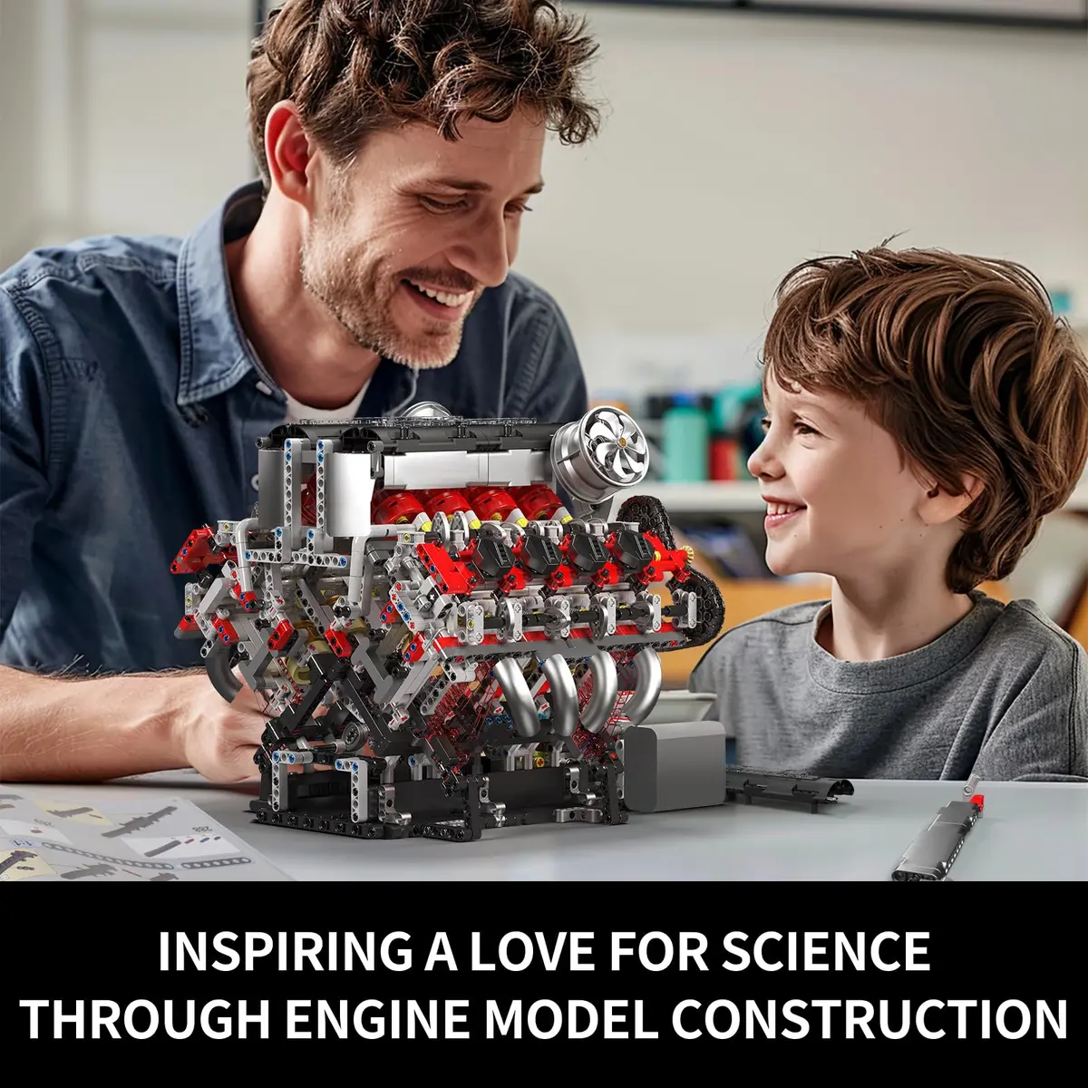 Mould King 10130 V8 Engine Model Kit | Build a Realistic Car Engine for Adults - view 7