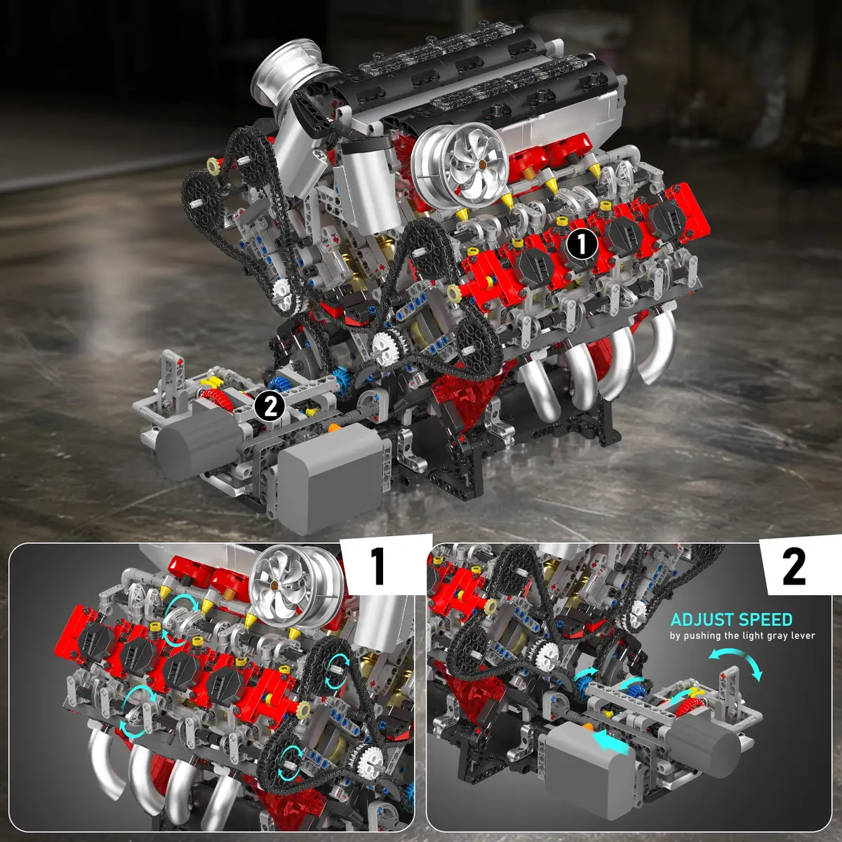 Mould King 10130 V8 Engine Model Kit | Build a Realistic Car Engine for Adults - view 3
