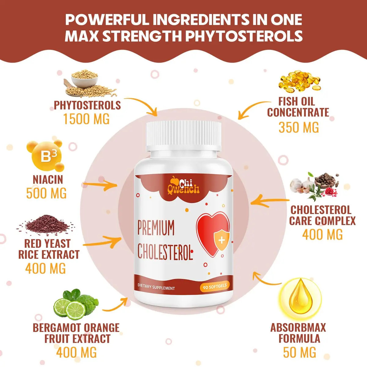 ChiQwench Cholesterol Supplements with Plant Sterols 90 Softgels | Support Normal Cholesterol Levels - view 3