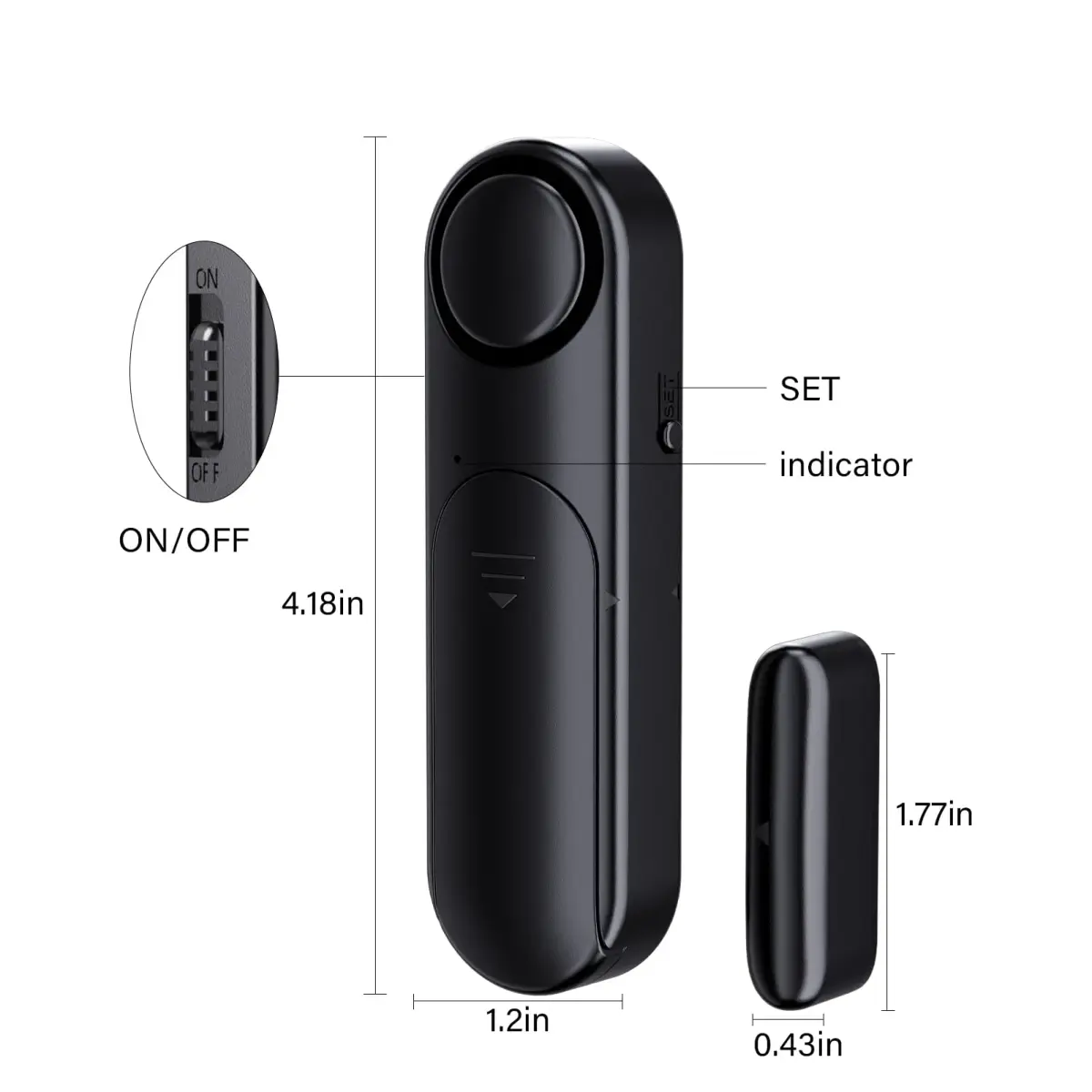 METAK Wireless Door and Window Alarm 2-Pack | 120dB Loud Alert with Remote Control - view 2